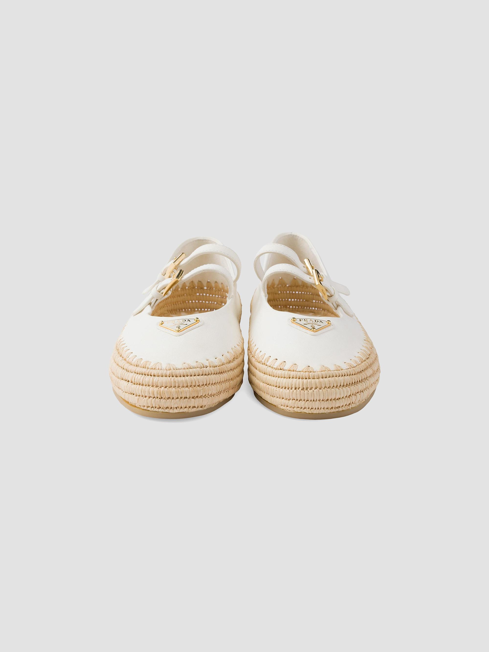 Prada Nappa Leather and Raffia Ballerinas | Saks Fifth Avenue