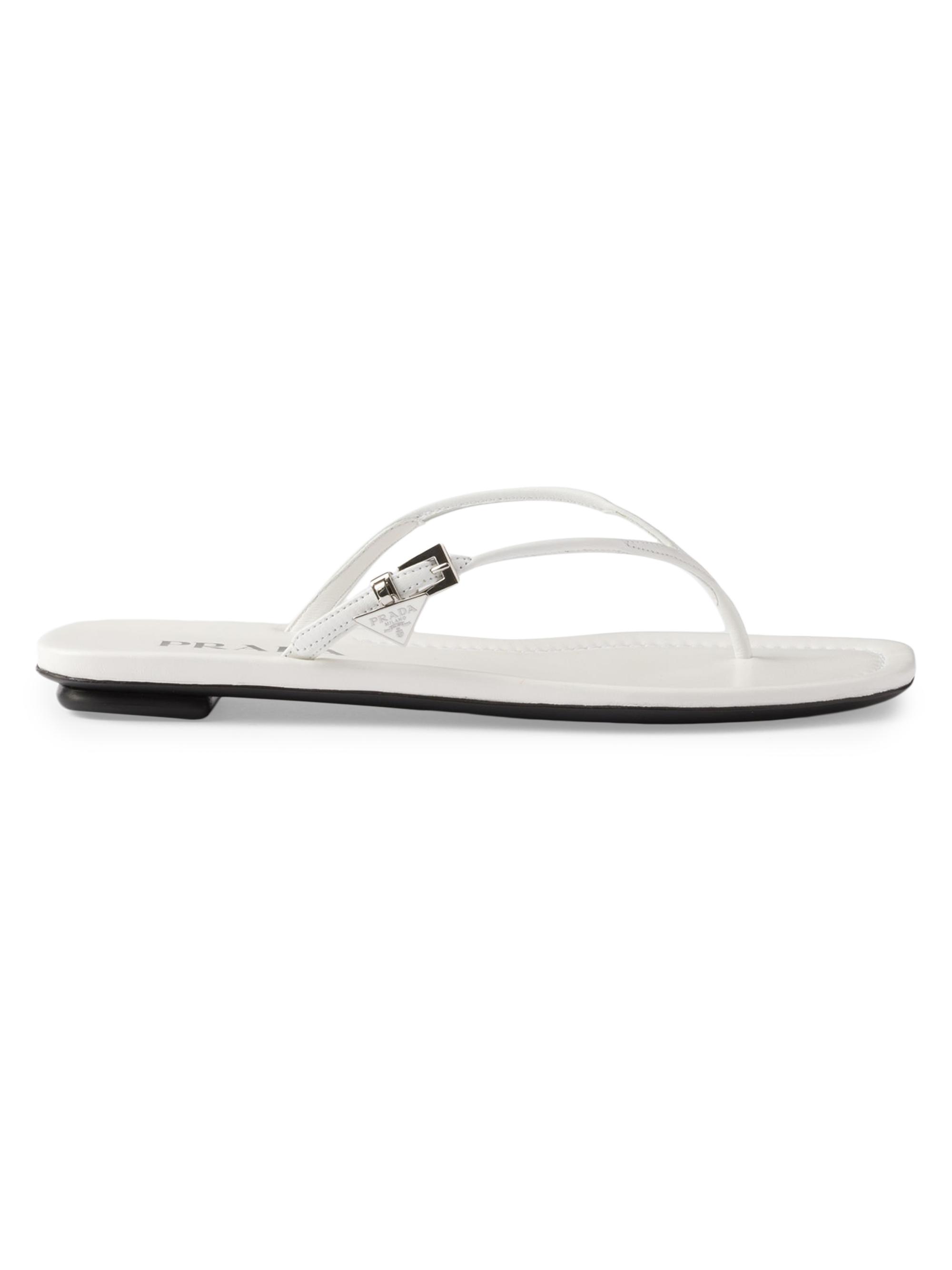Prada Women's Leather Thong Sandals - White