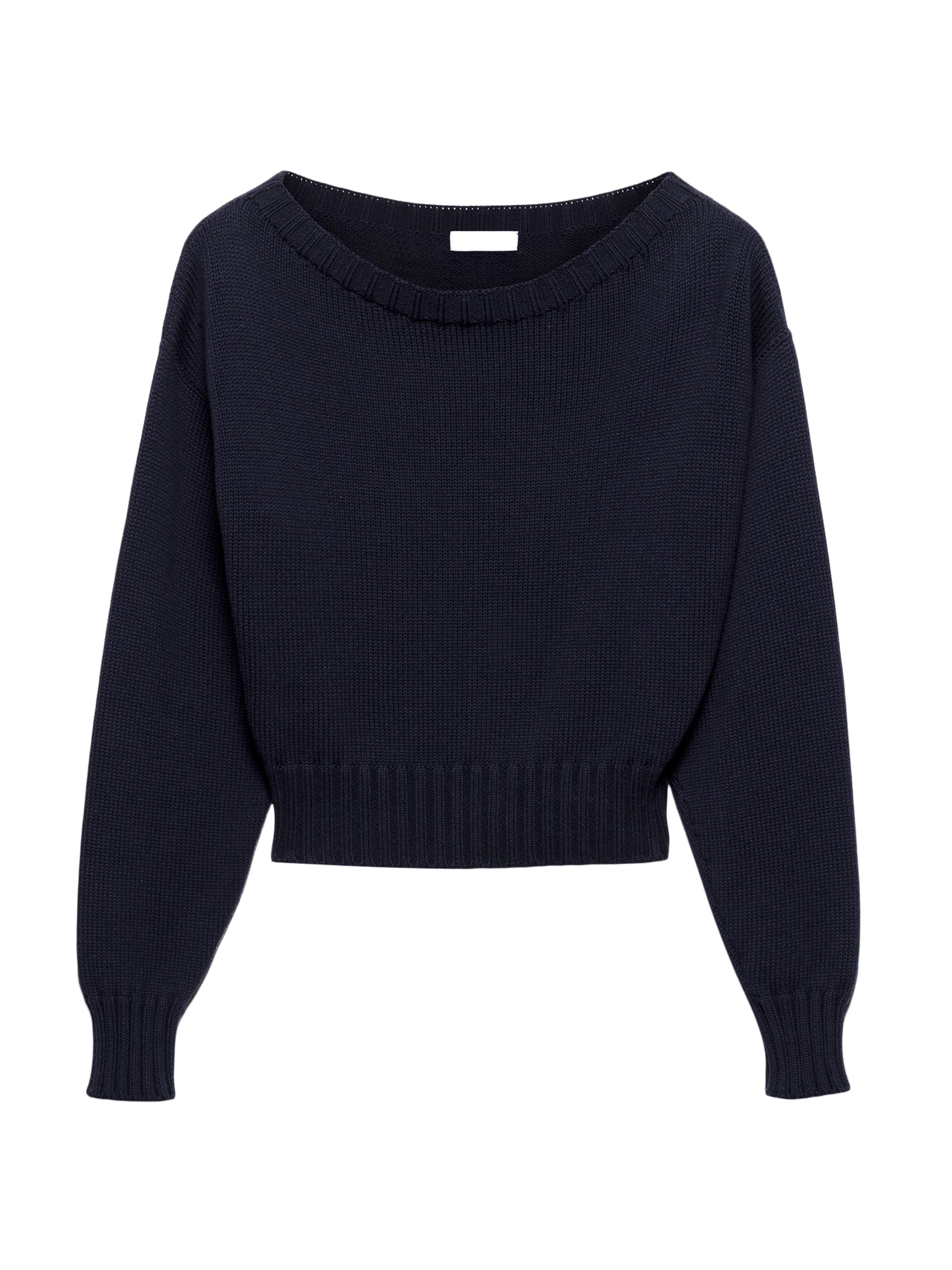 Prada Women's Cotton Boat Neck Sweater - Blue