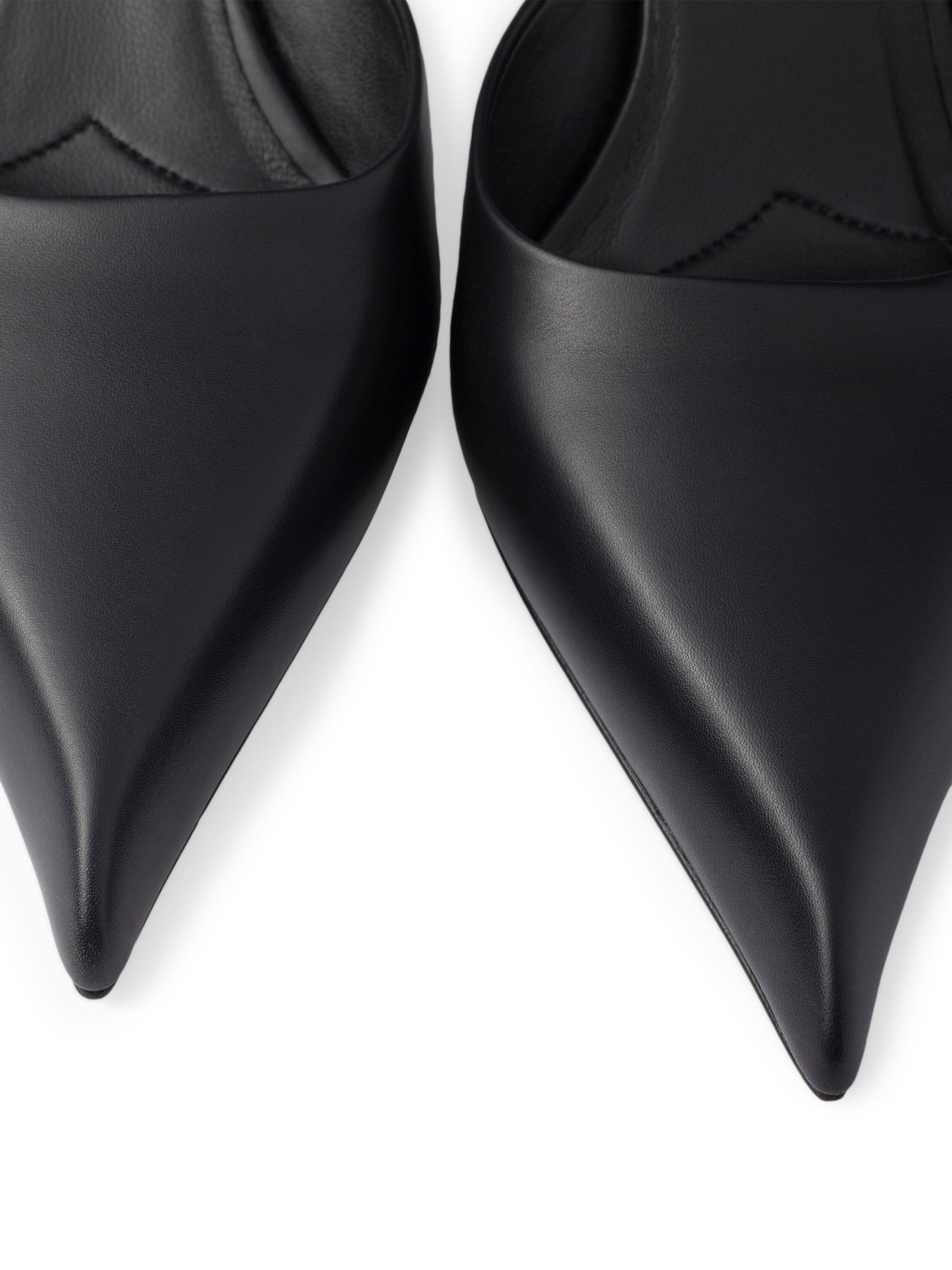 PRADA ブラックレザー ミュール 5cm PRADA ブラックレザー ミュール 5cm Black Shuffle Fringed Leather