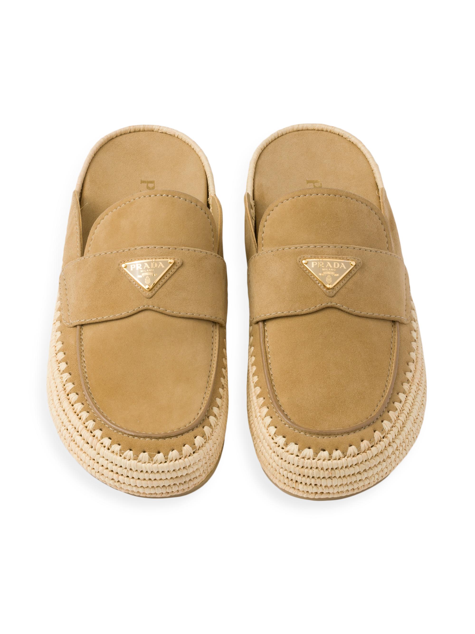 PRADA ベージュ ミュール Prada Suede Flatform Mules | Saks Fifth Avenue