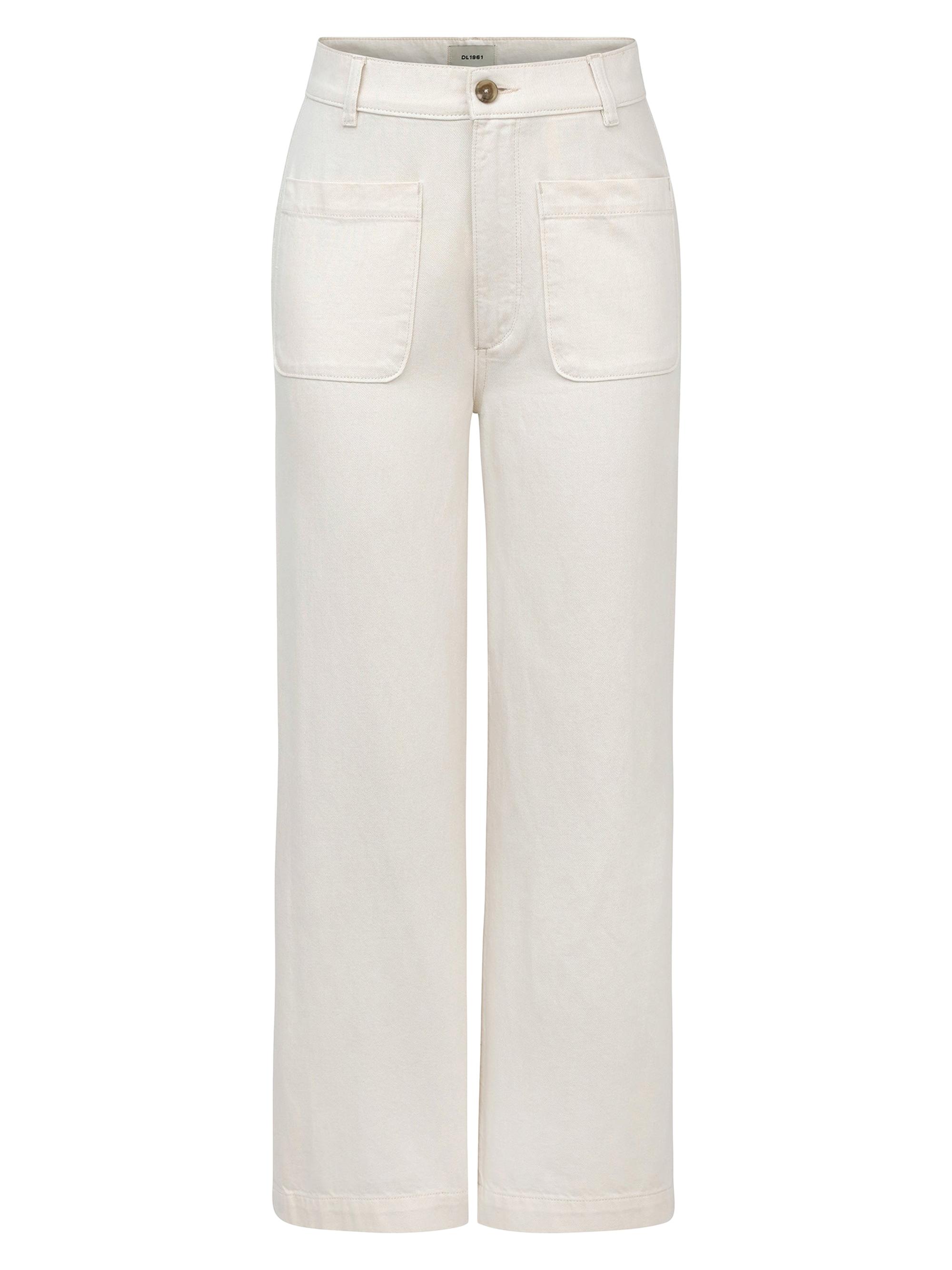 DL1961 Women's Hepburn Wide Leg High Rise Ankle Jeans - Flax