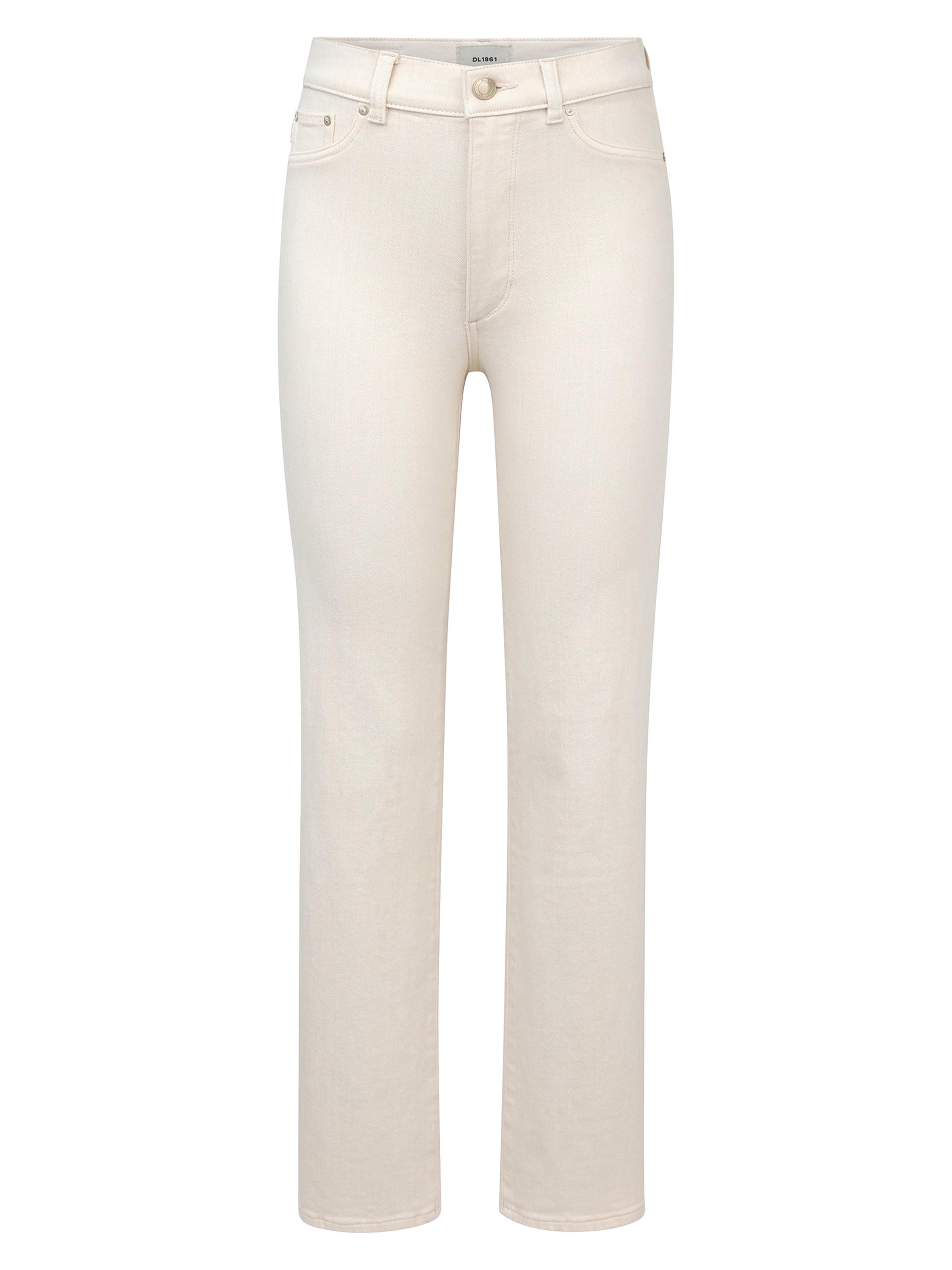 DL1961 Women's Halle Straight High Rise Instasculpt Jeans - Ecru