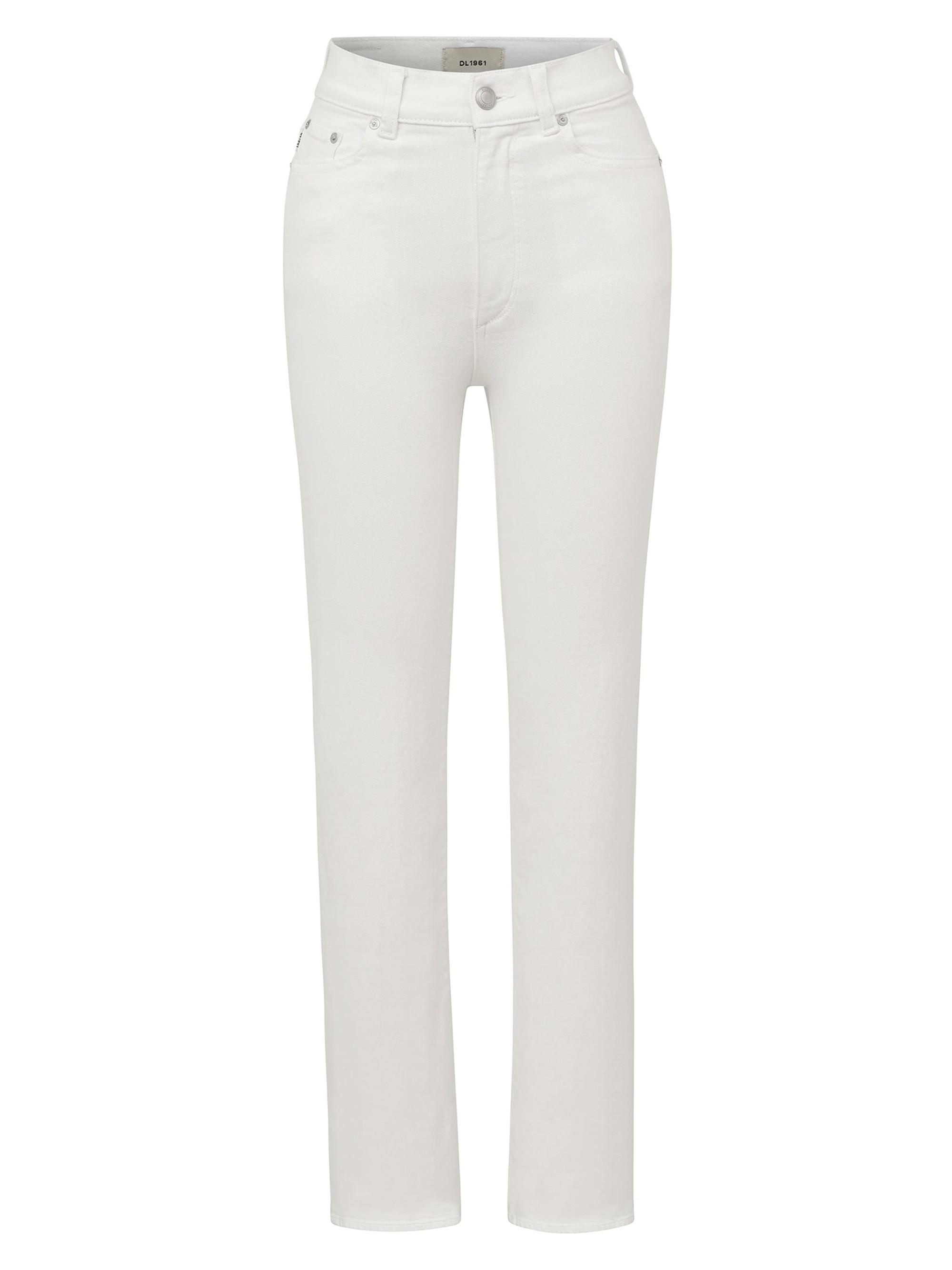 DL1961 Premium Denim Women's Halle Straight High Rise Instasculpt 29''Jeans - White