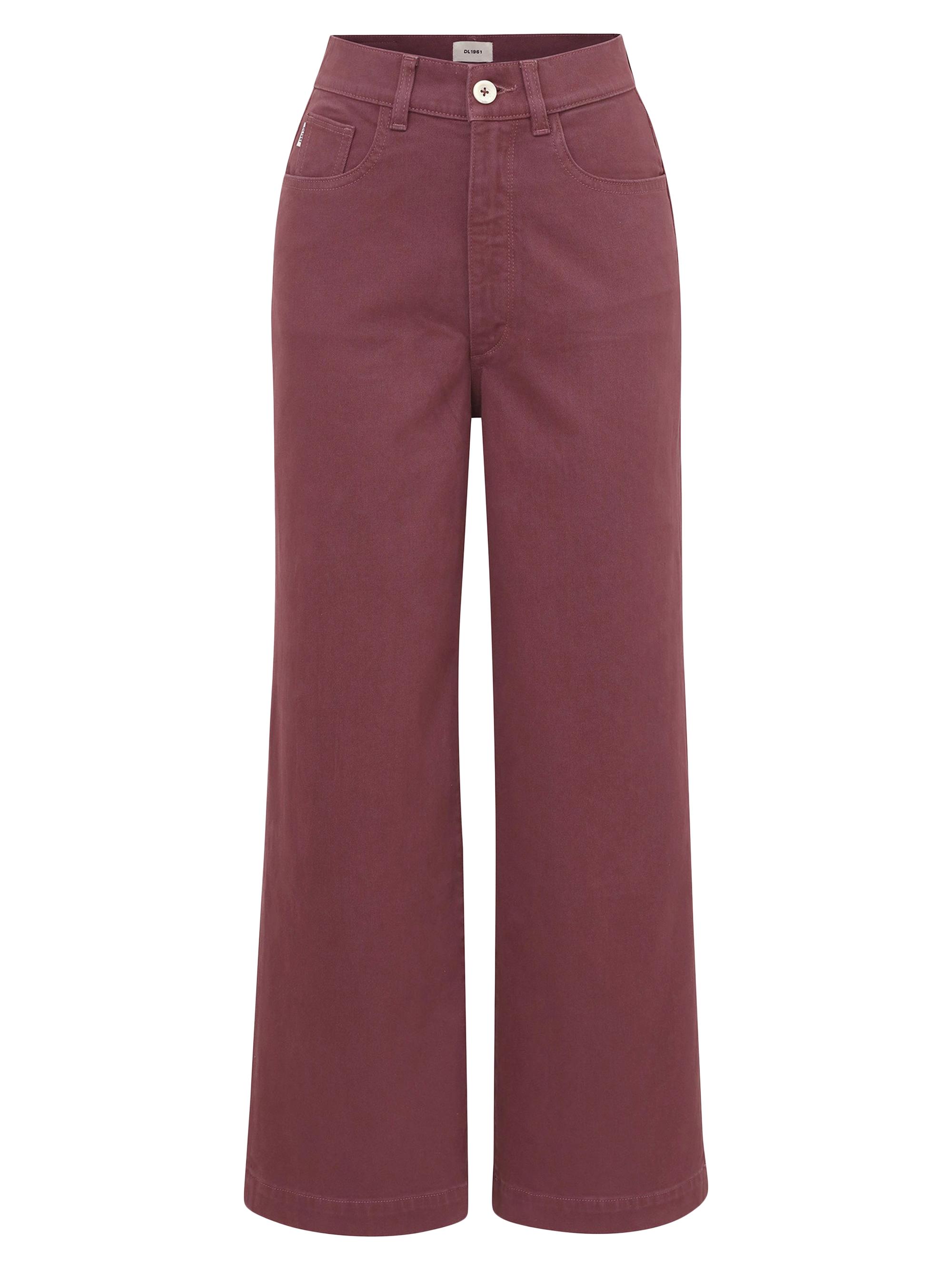 DL1961 Premium Denim Women's Hepburn Wide Leg High Rise Ankle Jeans - Dried Rose