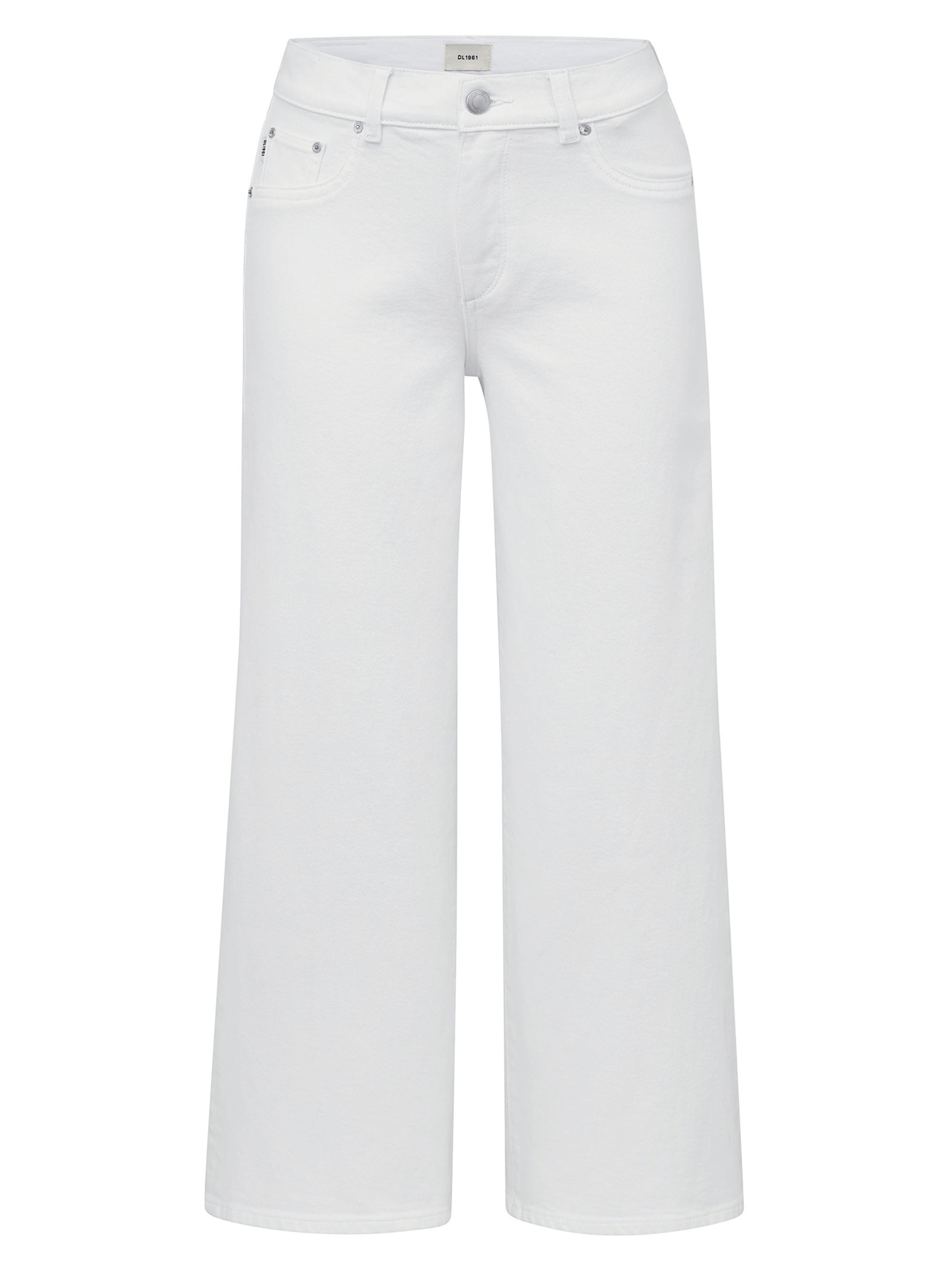 DL1961 Women's Hepburn Wide Leg Mid Rise Ankle Jeans - White