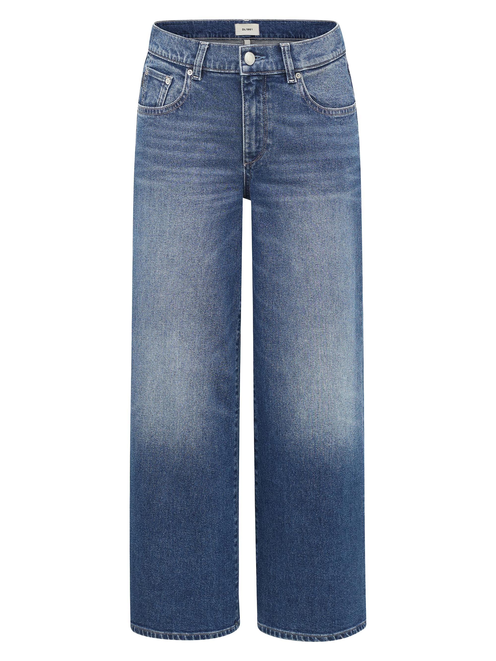 DL1961 Women's Hepburn Wide Leg Mid Rise Ankle Jeans - Blue Harbor