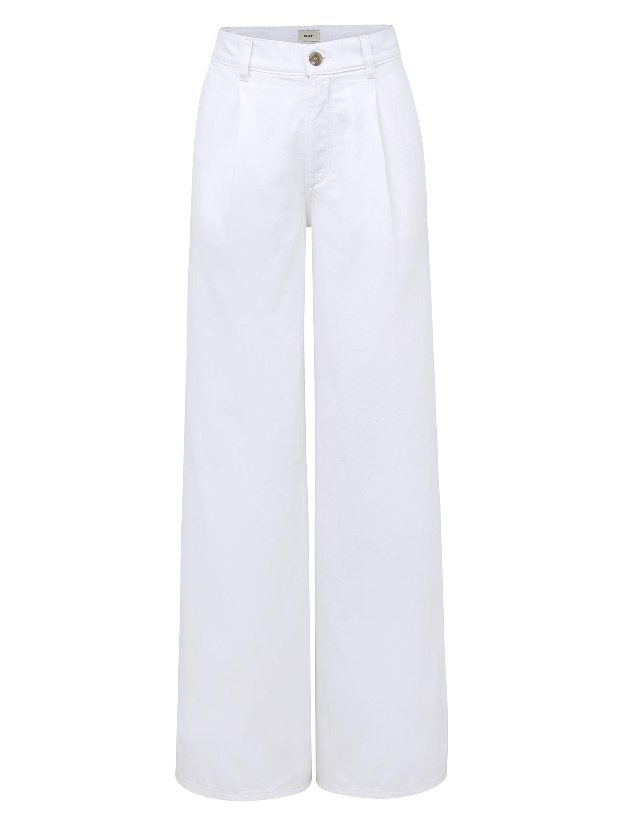 DL1961 Women's Isabel Wide Leg Mid Rise Jeans - White