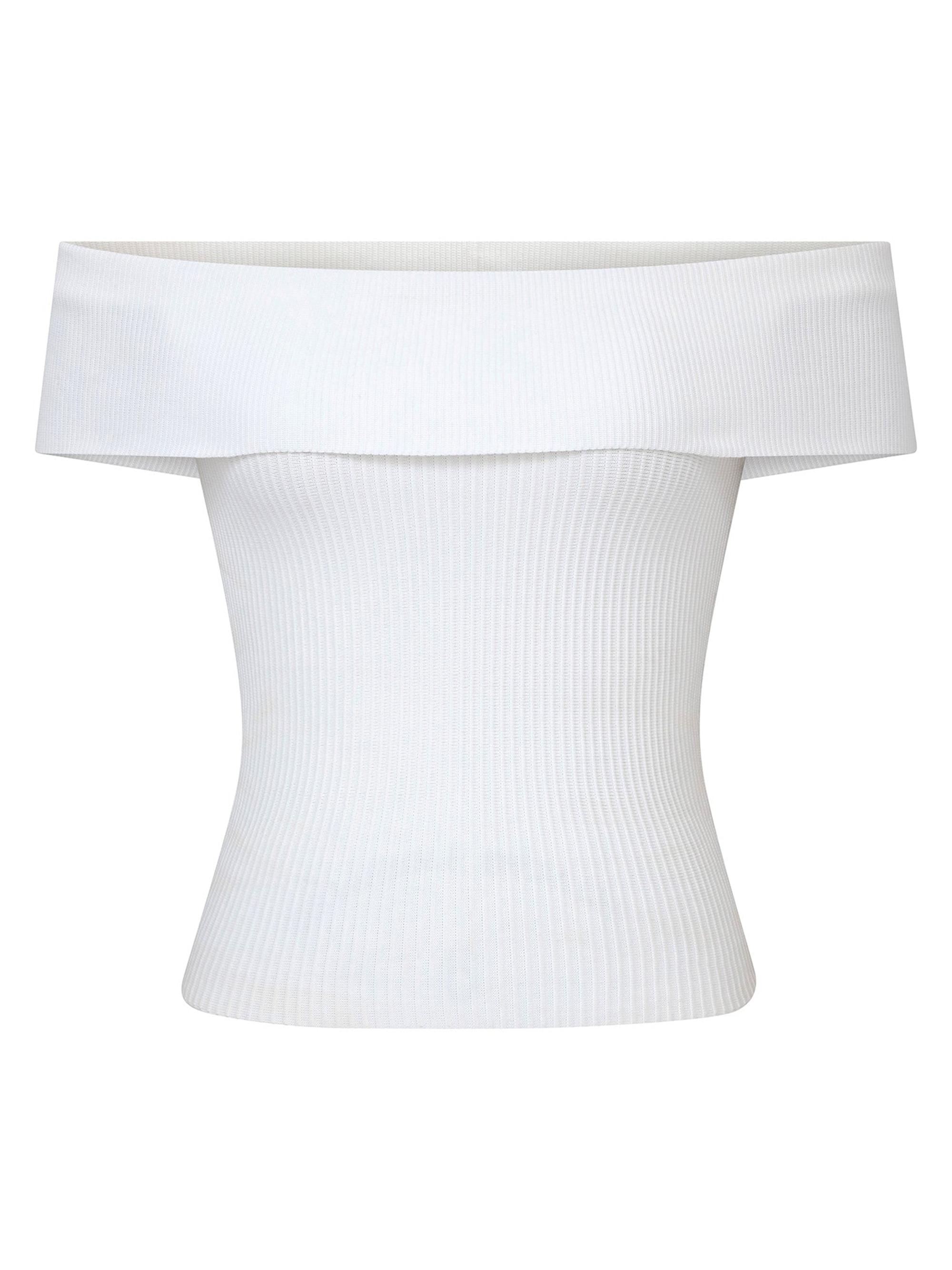 DL1961 Women's Instasculpt Rib Off Shoulder Top - White