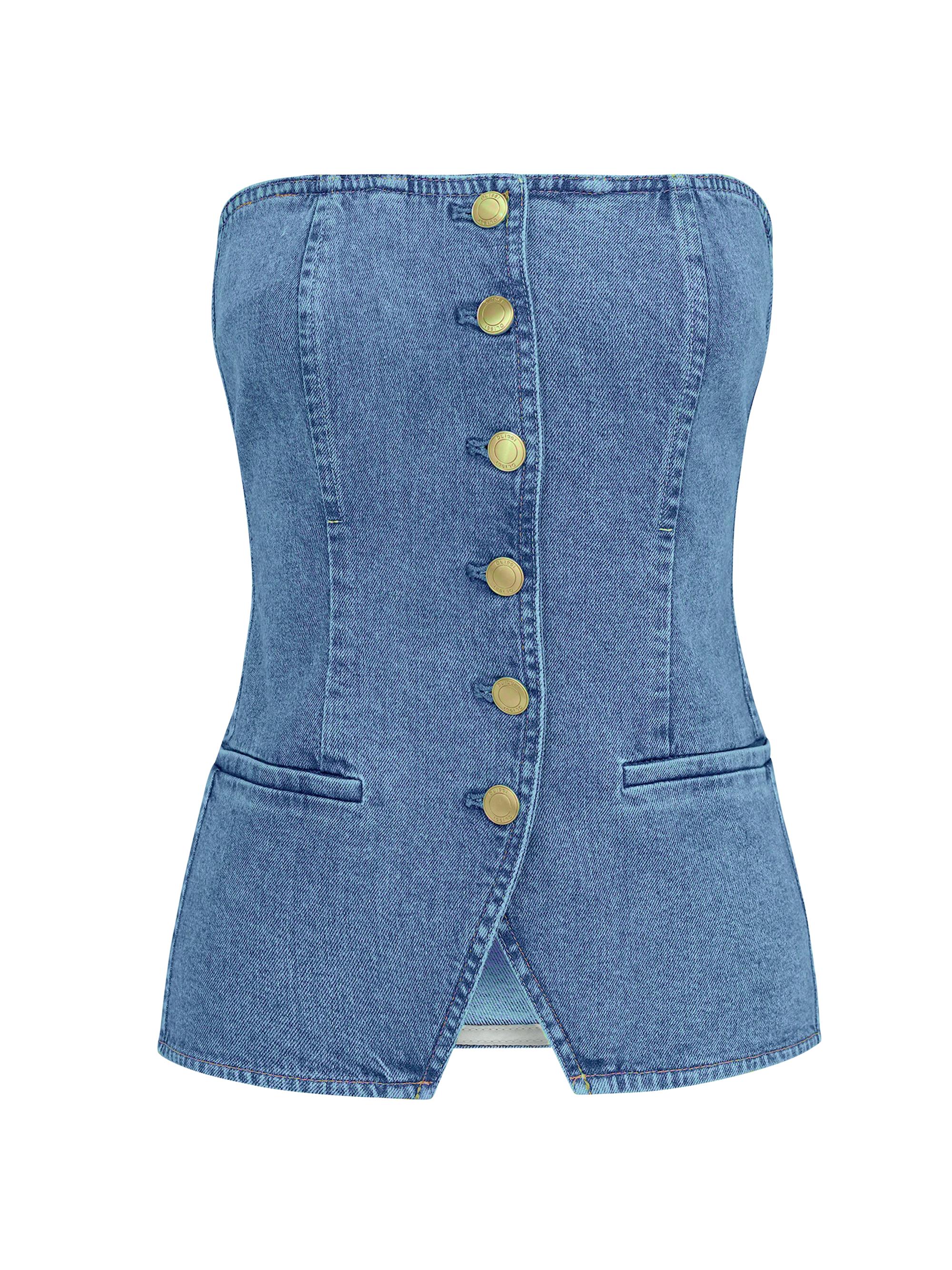 DL1961 Women's Denim Bustier Top - Glendale