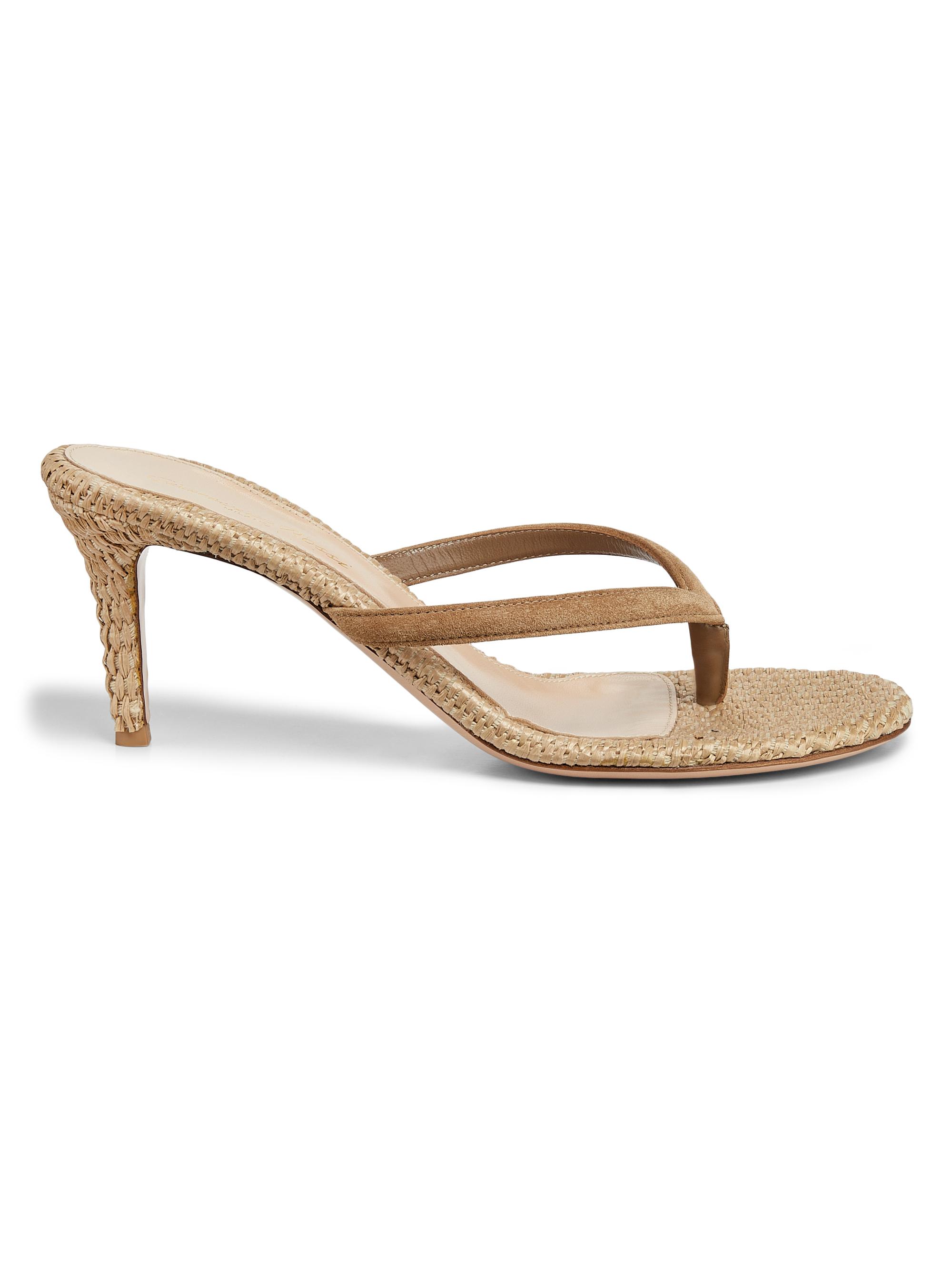 Gianvito Rossi Calypso 80MM Suede & Raffia Sandals | Saks Fifth Avenue