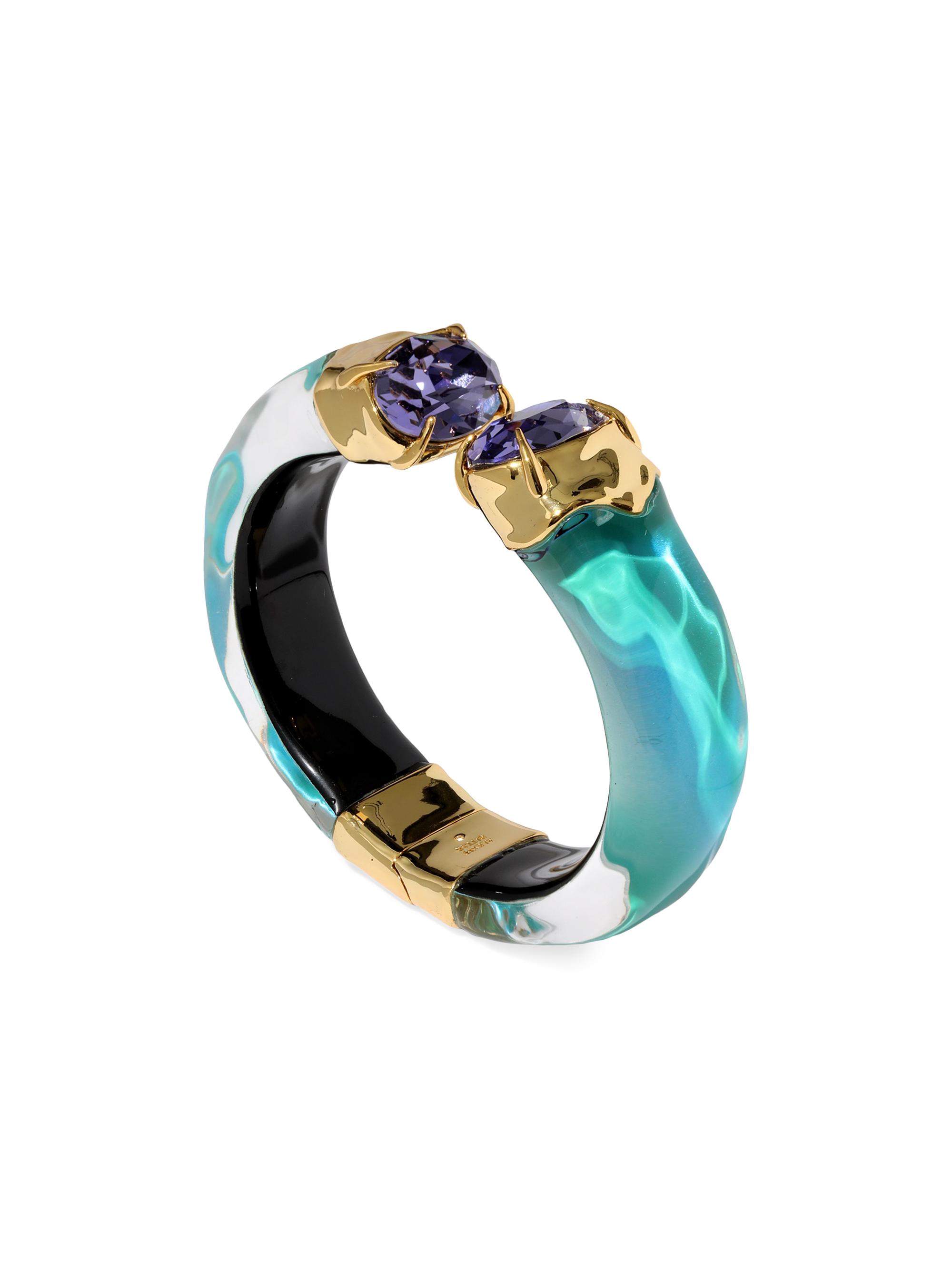 Alexis Bittar Women's Bonbon 14K-Gold-Plated, Lucite & Glass Crystal Hinged Bracelet - Sweet Melon