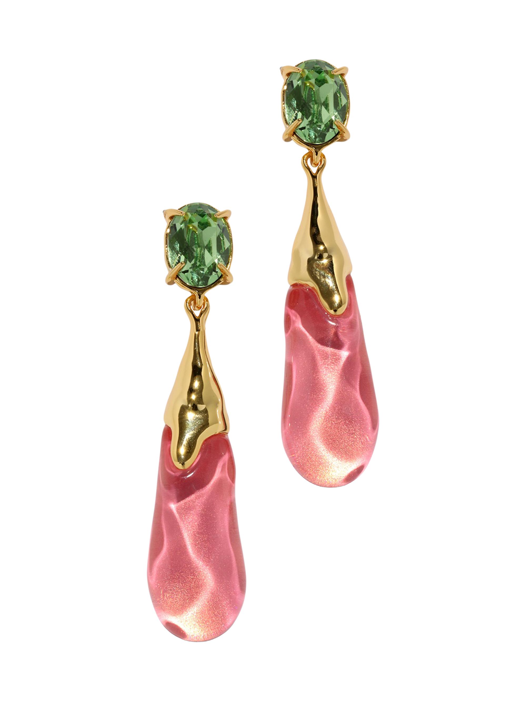 Alexis Bittar Women's Bonbon 14K-Gold-Plated, Lucite & Glass Crystal Teardrop Earrings - Mediterranean Opal