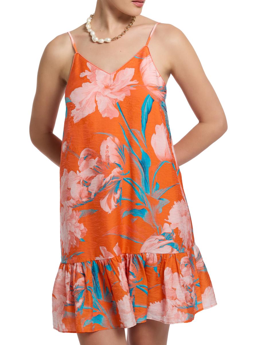 Robert Graham Women's Lucy Tropical Ruffle Dress In Orange