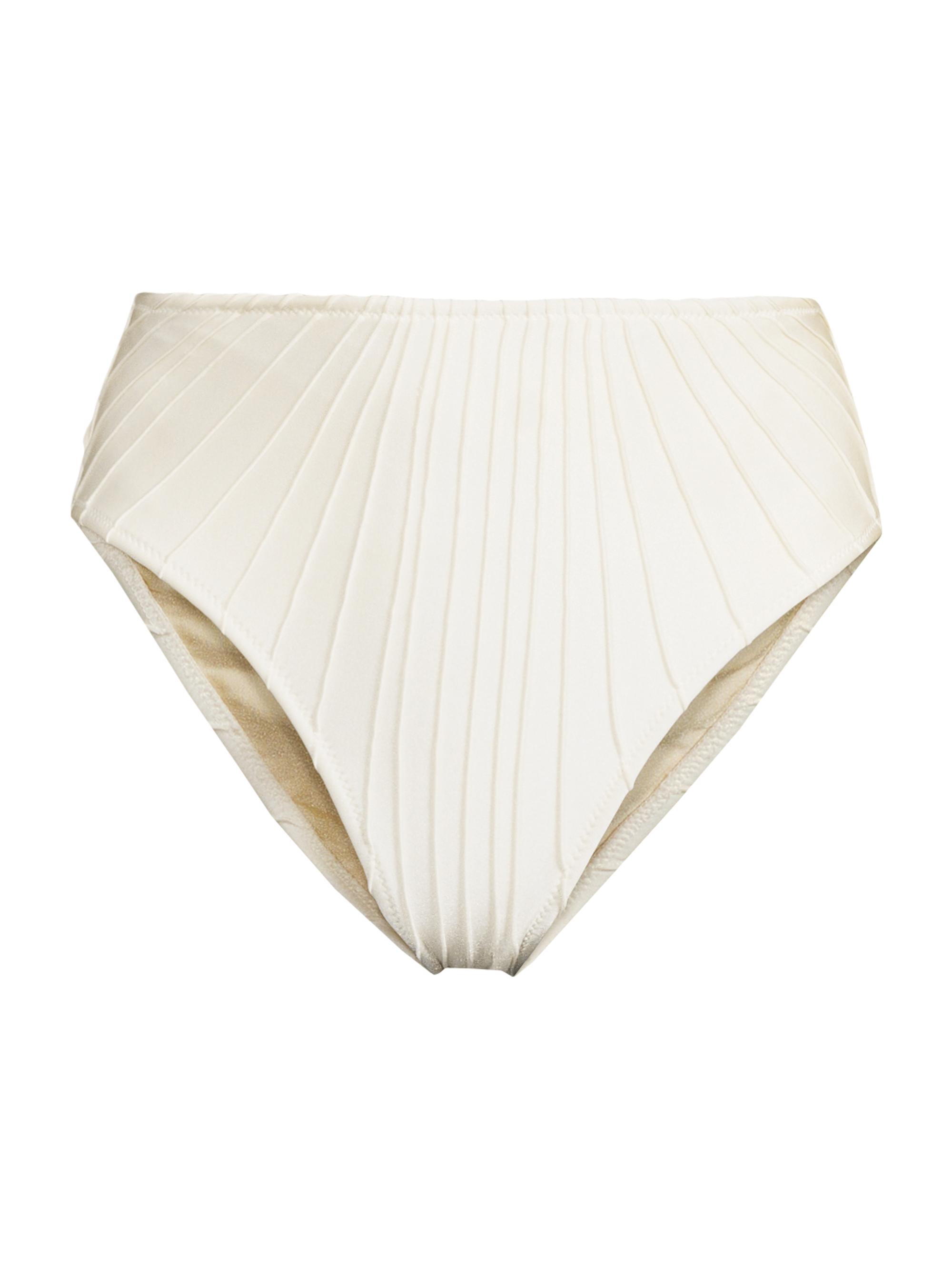 Shani Shemer Women's Alice High-Rise Pleated Bikini Bottom - Cream