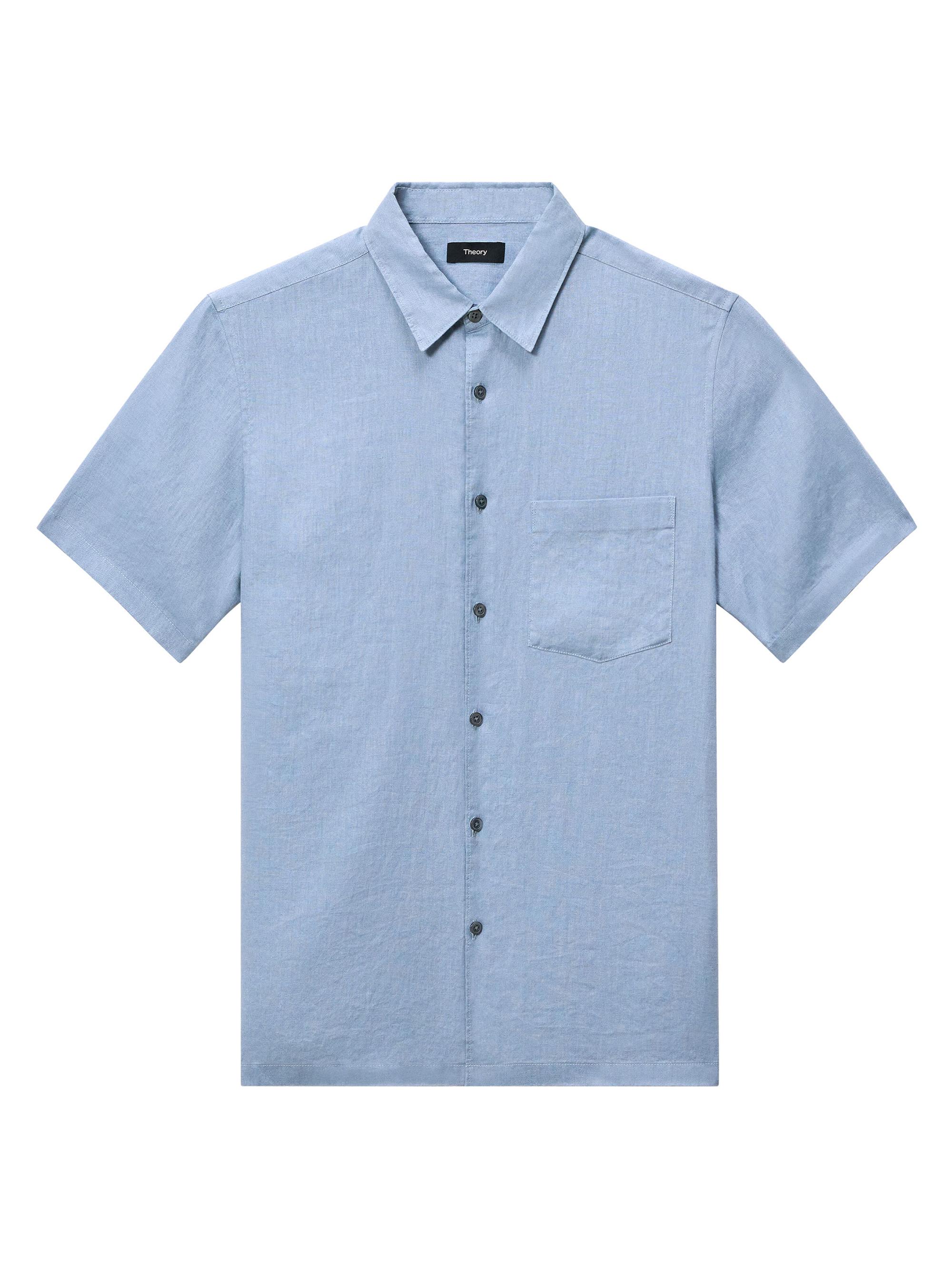 Theory Men's Irving Relaxed-Fit Linen Pocket Shirt - Rainstorm