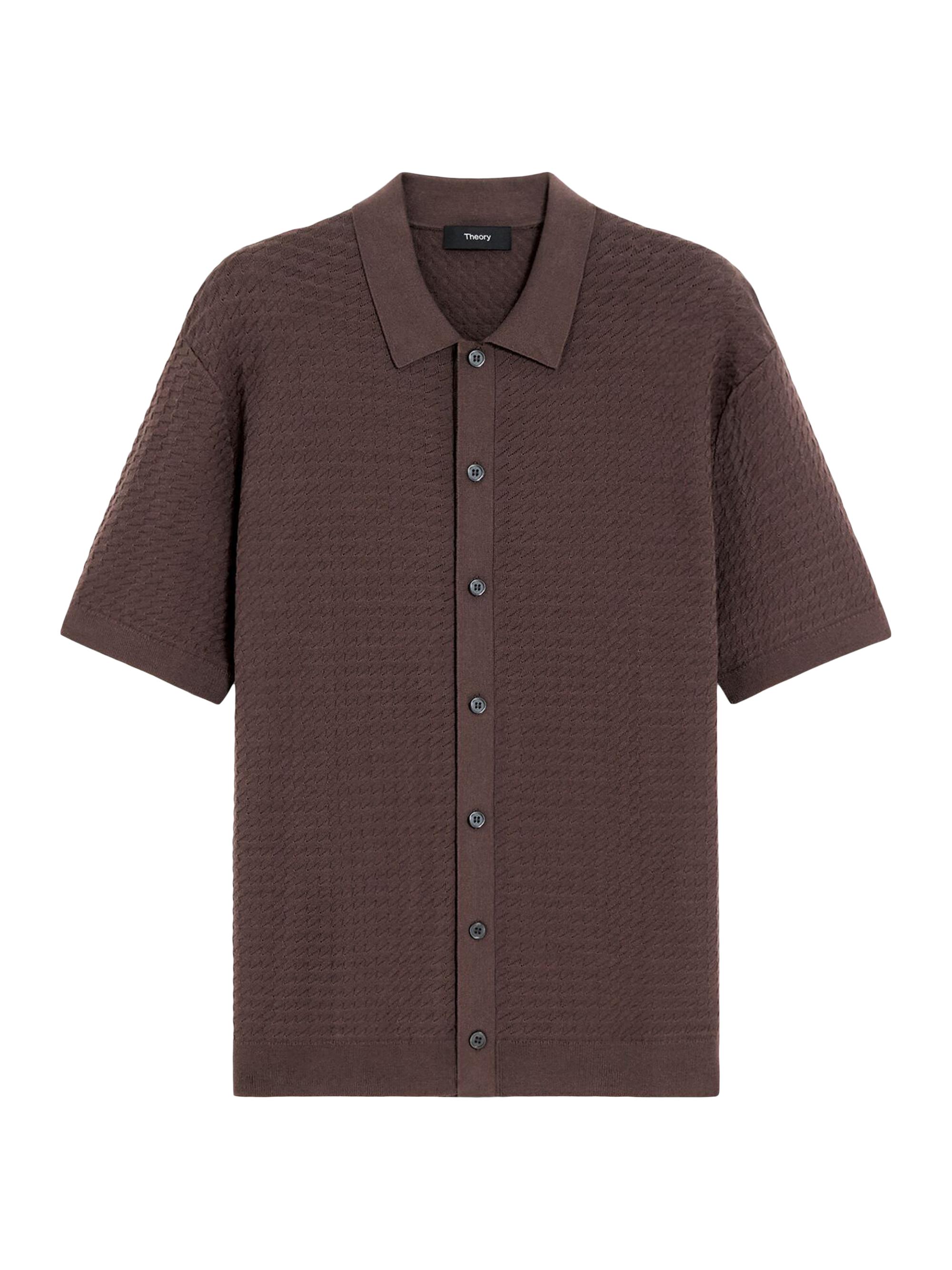Theory Men's Cairn Tactile Cotton Button-Front Shirt - Dark Mocha
