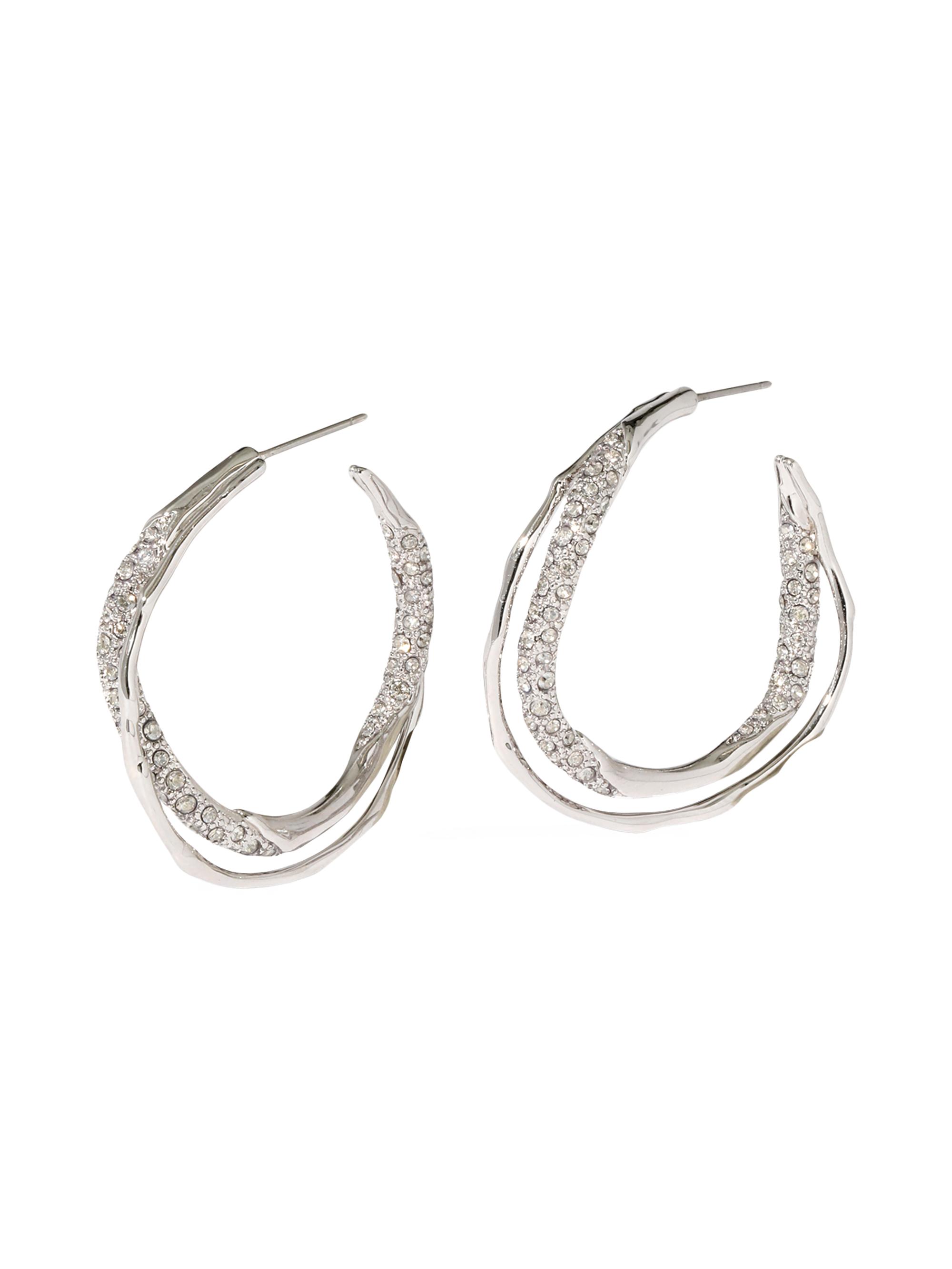 Alexis Bittar Women's Solanales Twist 14K-Gold-Plated, Rhodium-Plated & Glass Crystal Hoop Earrings - Silver