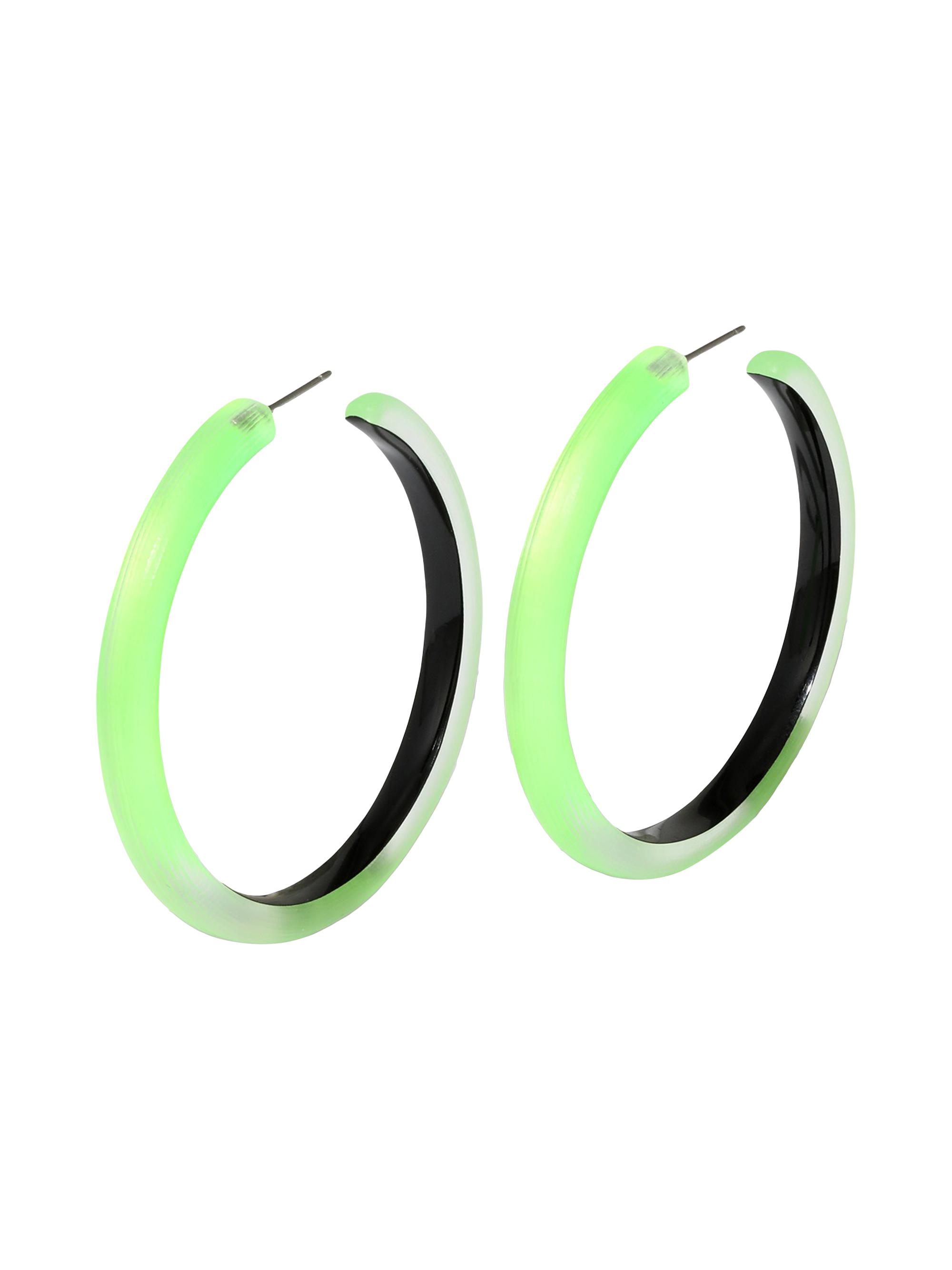 Alexis Bittar Women's Luminous Lucite 14K-Gold-Plated Skinny Hoop Earrings - Neon Green