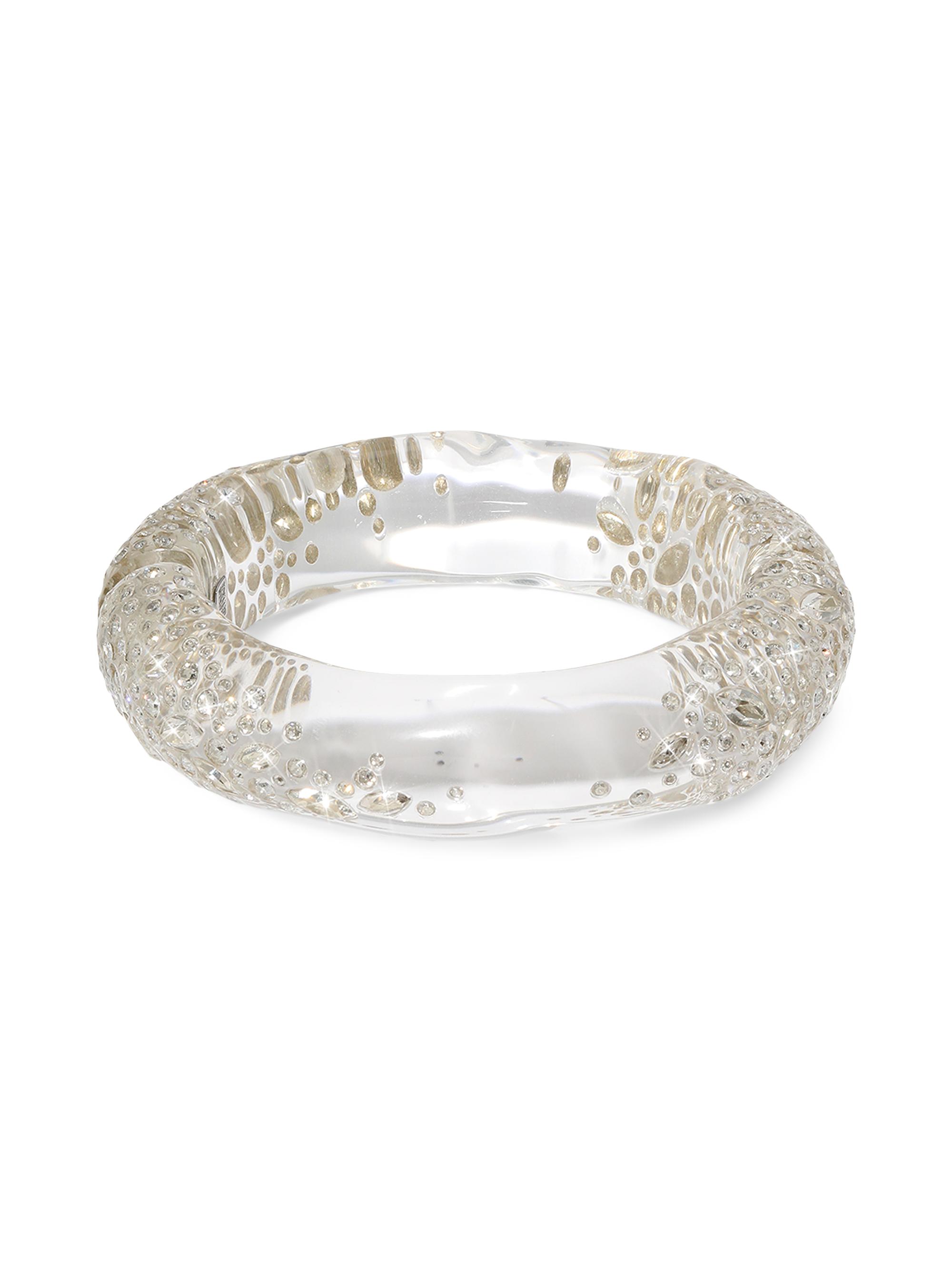 Alexis Bittar Women's Confetti Rhodium-Plated, Glass Crystal & Lucite Bangle Bracelet - Clear