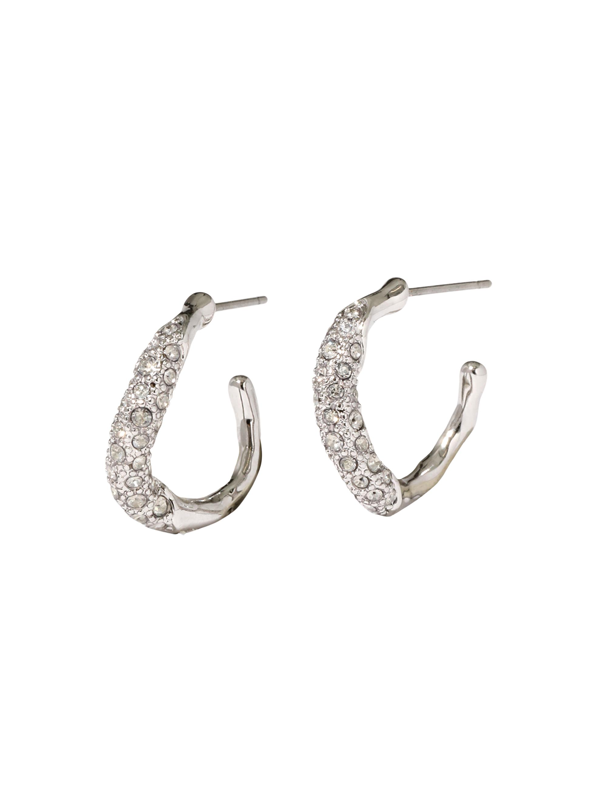 Alexis Bittar Women's Solanales Twist Rhodium-Plated & Glass Crystal Mini Hoop Earrings - Silver