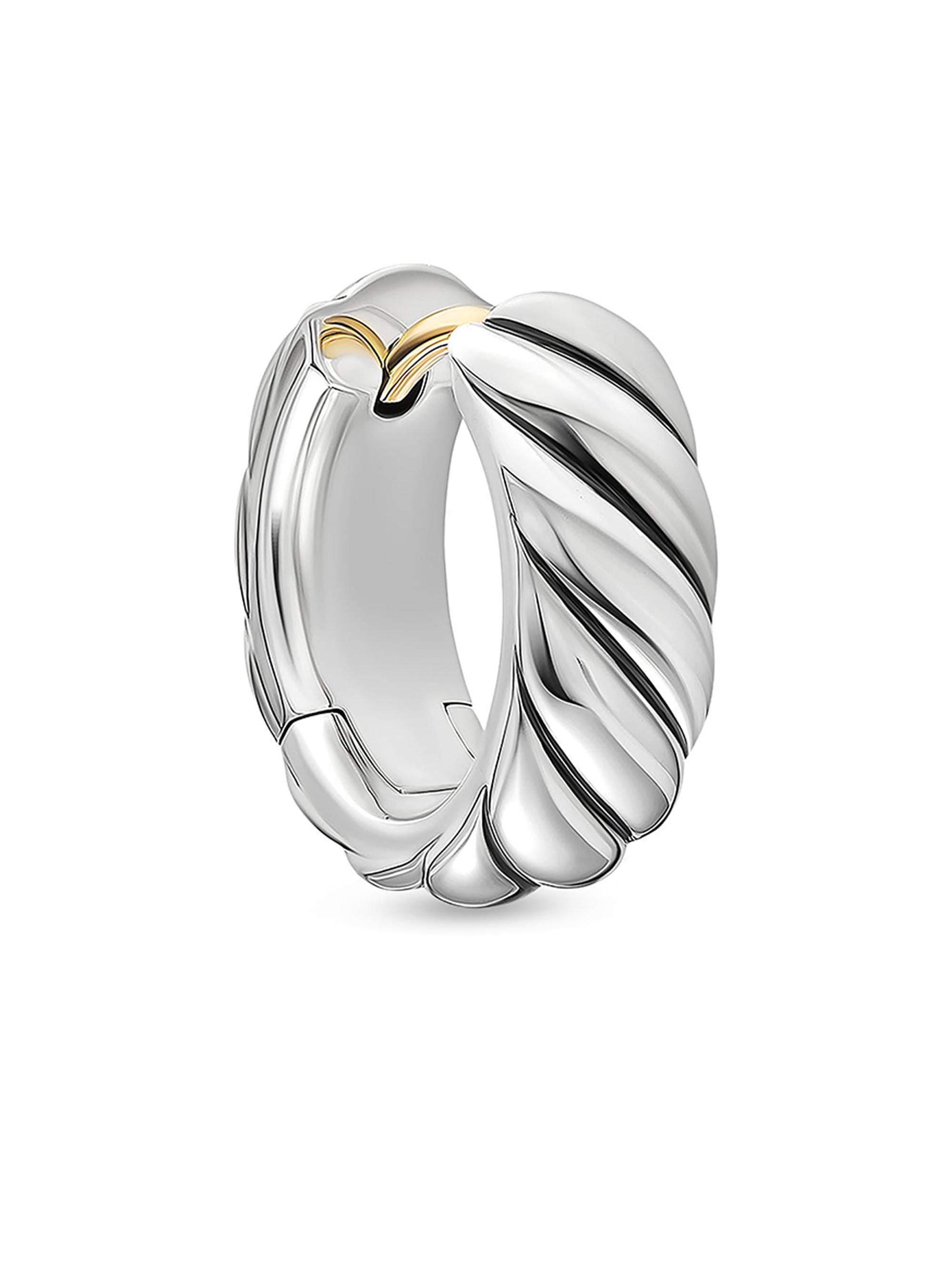 David Yurman Men's Sculpted Cable Hoop Earring in Sterling Silver, 12.8MM - Silver