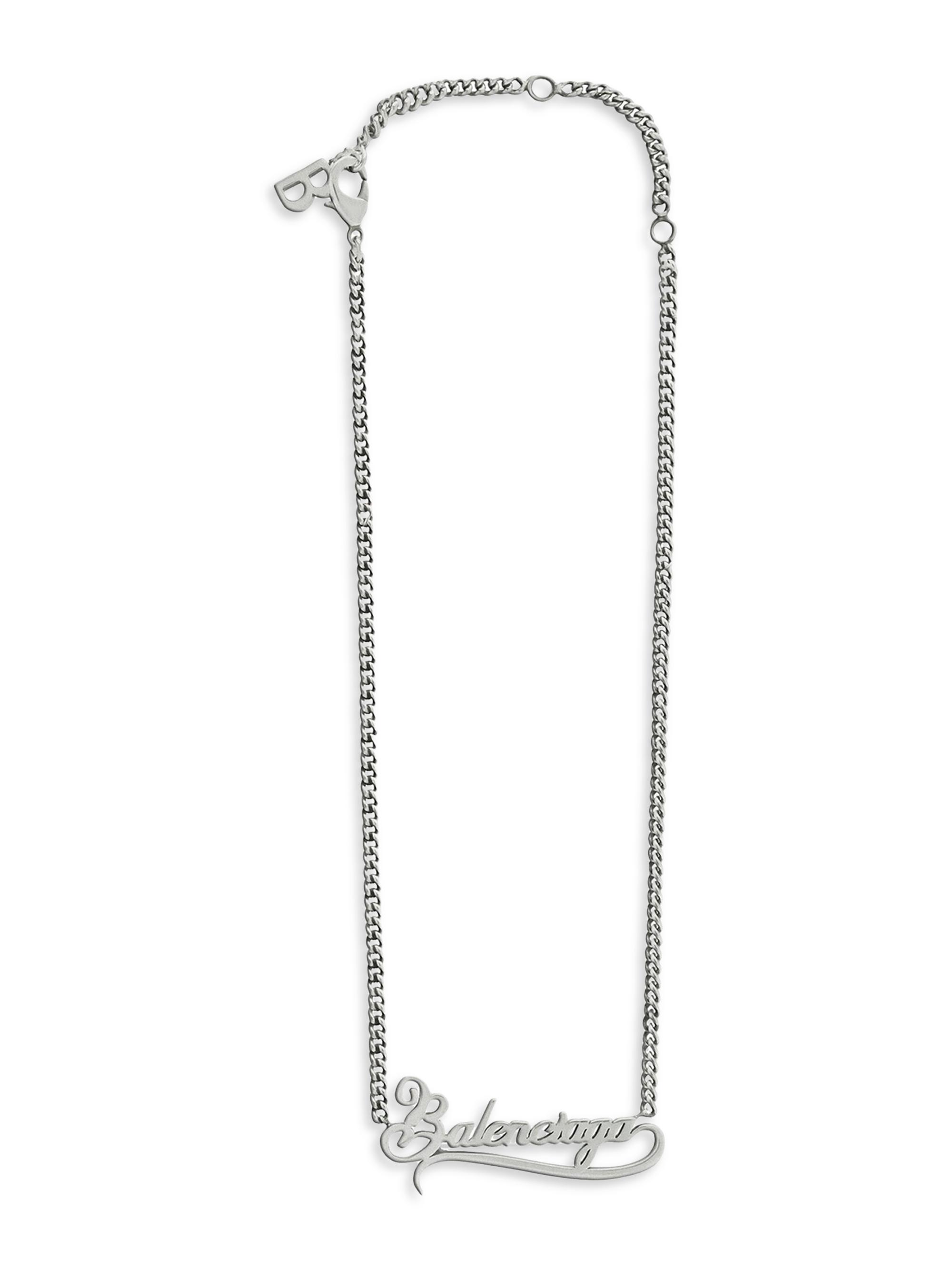 Balenciaga Men's Typo Valentine Necklace - Silver