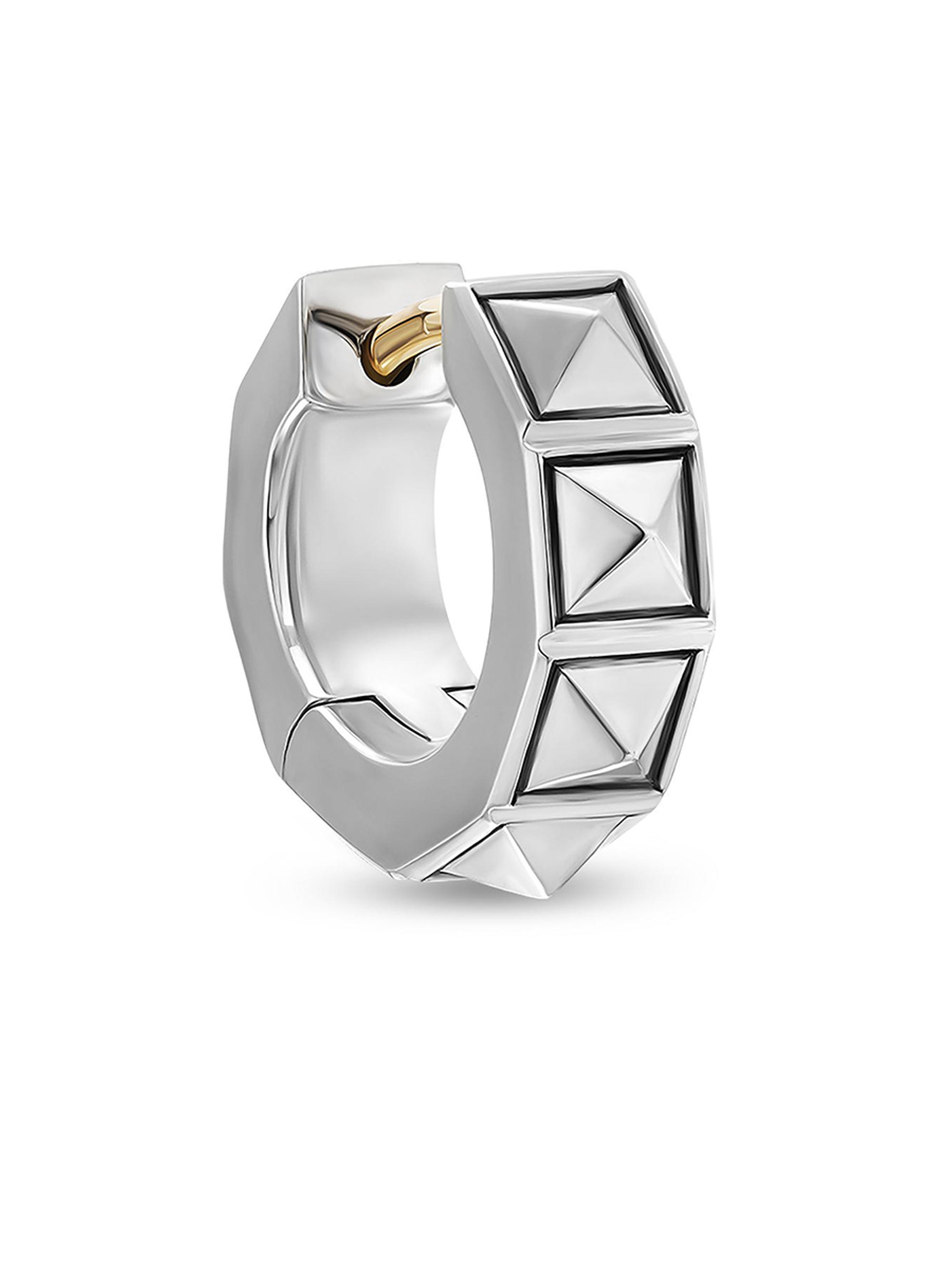 David Yurman Men's Pyramid Hoop Earring in Sterling Silver, 12.3MM - Silver