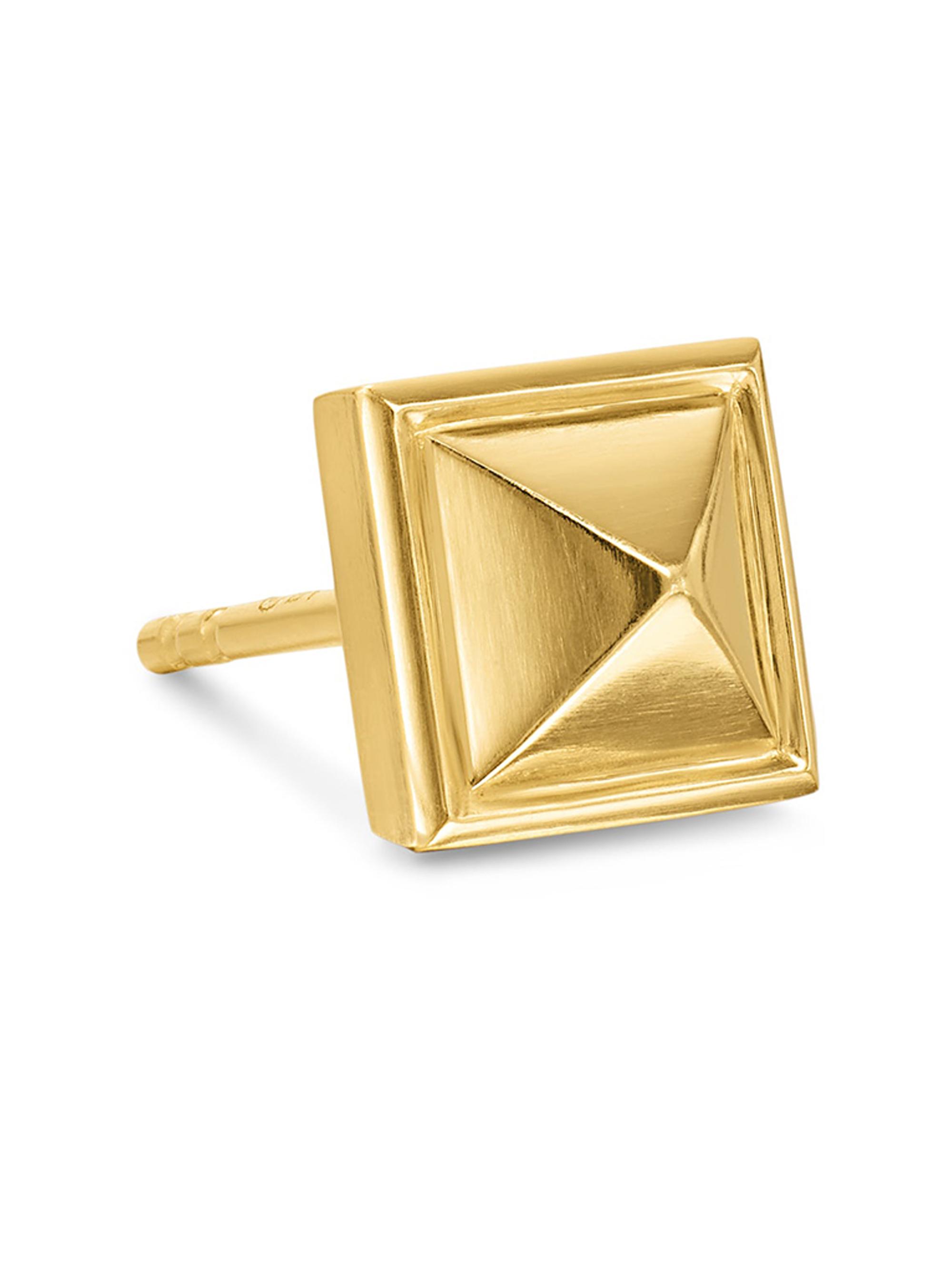 David Yurman Men's Pyramid Stud Earring in 18K Yellow Gold, 6.6MM - Gold