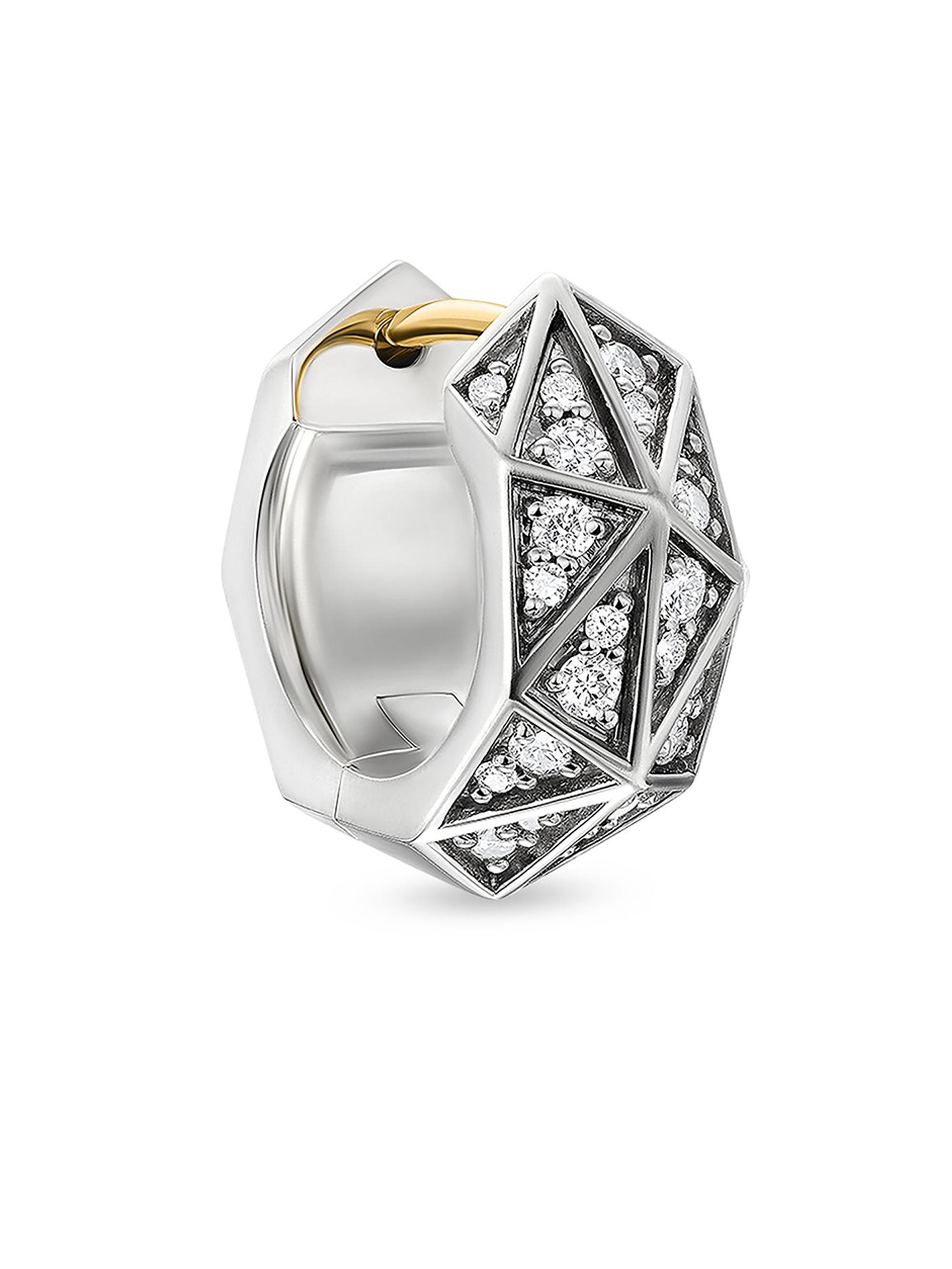 David Yurman Men's Faceted Hoop Earring in Sterling Silver - Silver