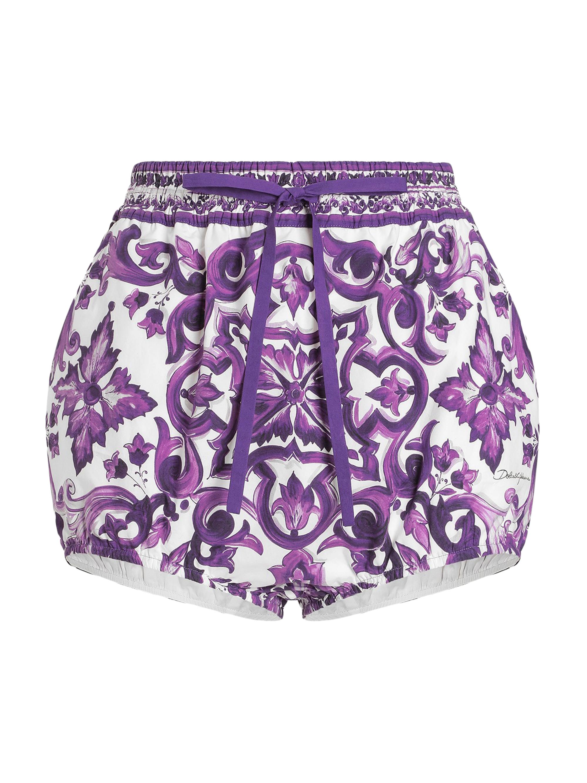 Dolce & Gabbana Women's Coulotte Maiolica Bloomer Shorts - Maiolica Viola