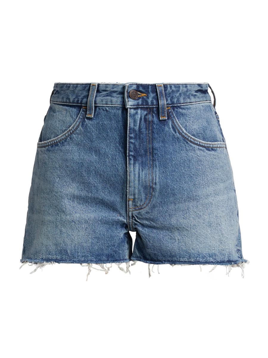 Blk Dnm Women's Raw-edge Jean Shorts In Blue