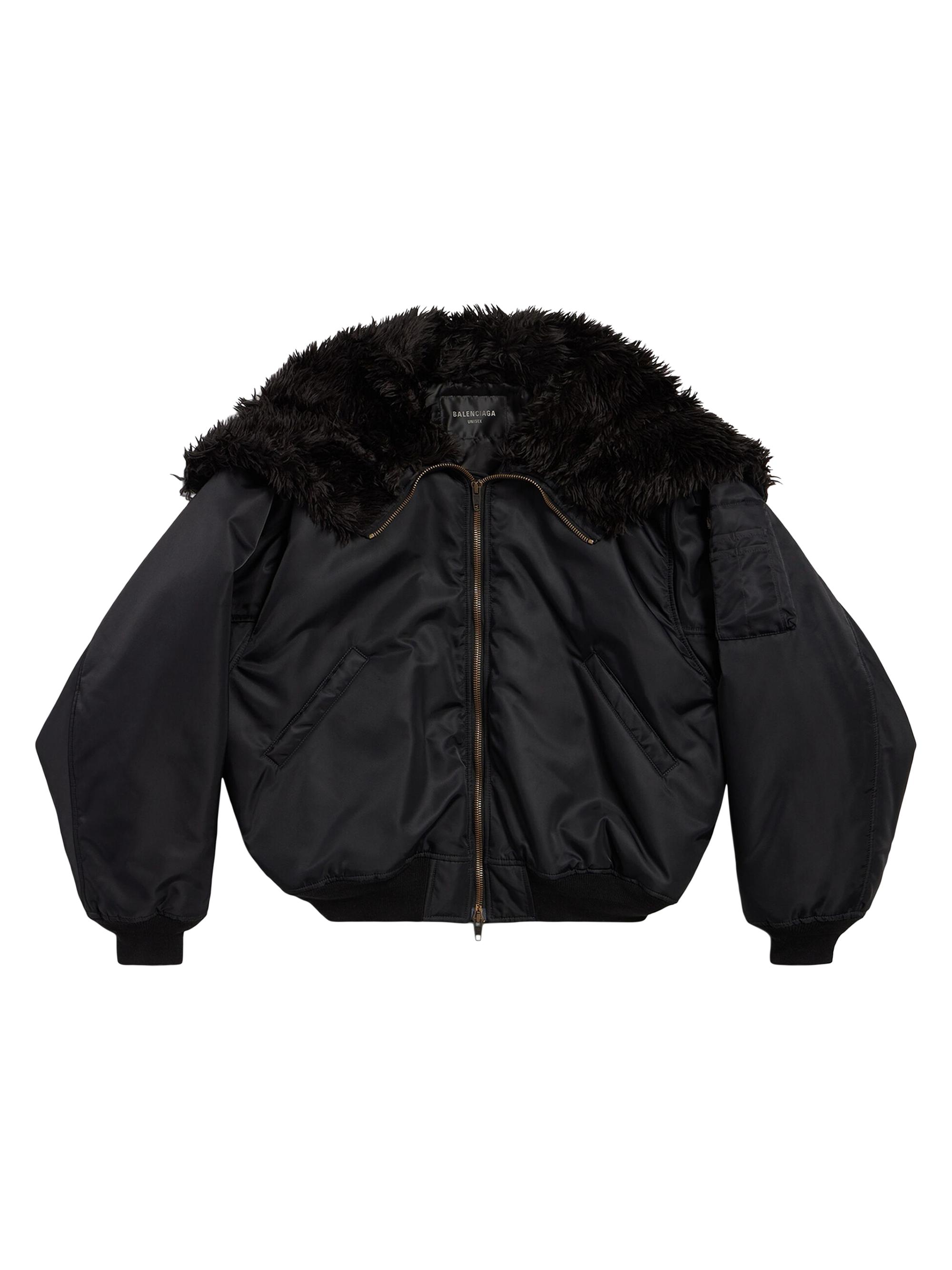 Balenciaga Men's Hooded Bomber Jackets - Black