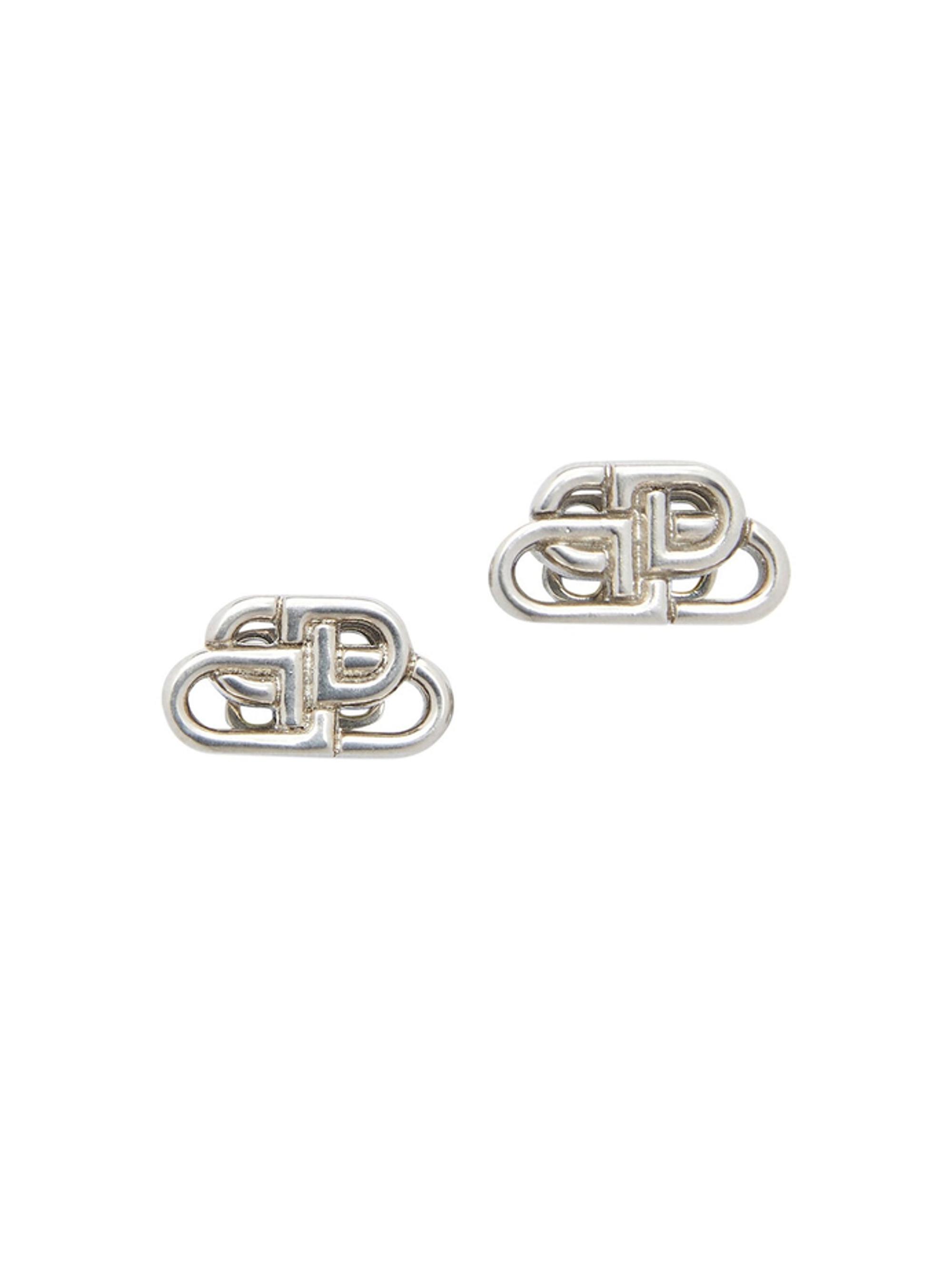 Balenciaga Men's BB  Stud Earrings - Silver
