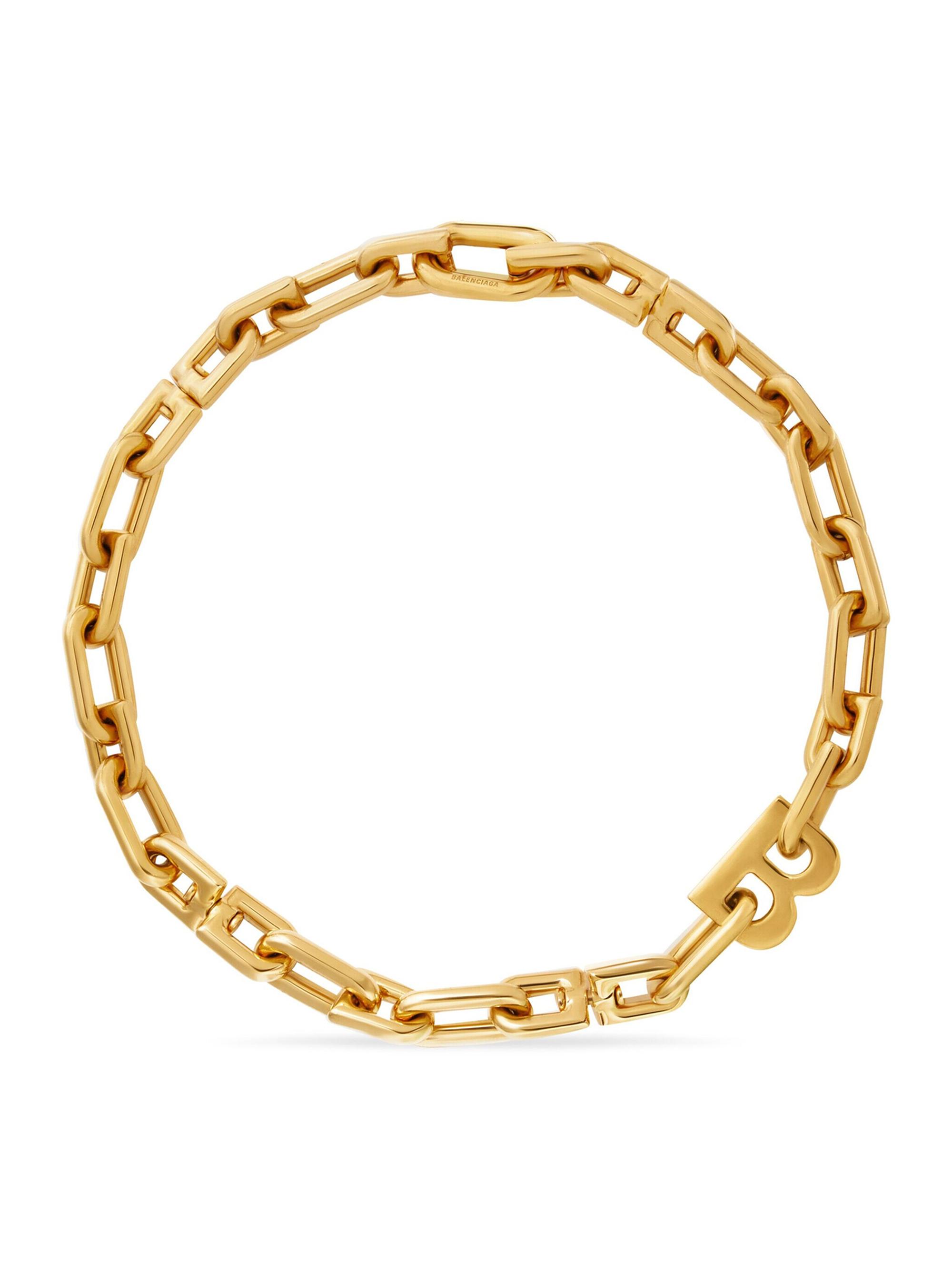 Balenciaga Men's B Chain Thin Necklace - Gold