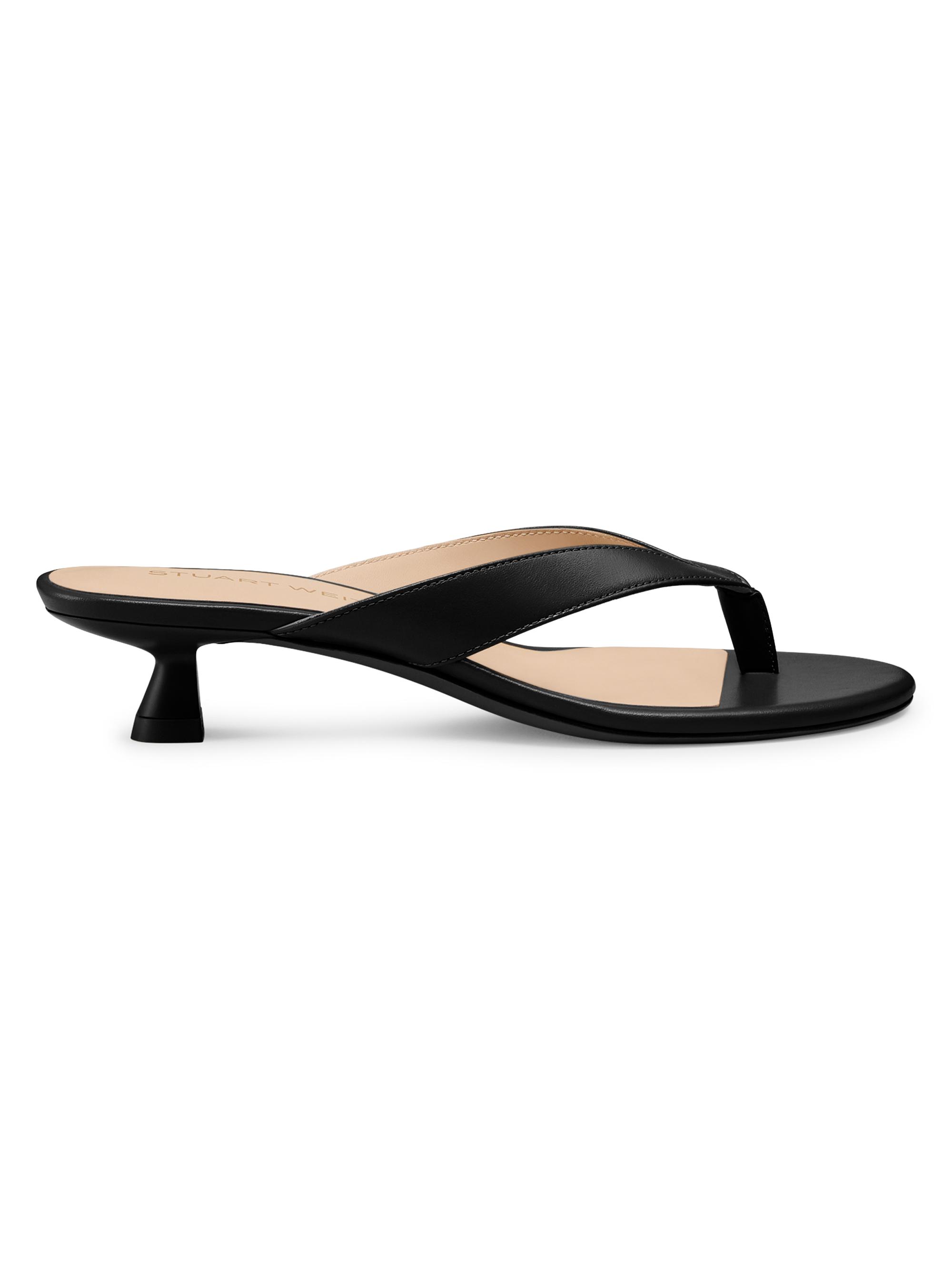 Stuart Weitzman Women's Rio Sleek 3MM Leather Sandals - Black | Thumbnail 5