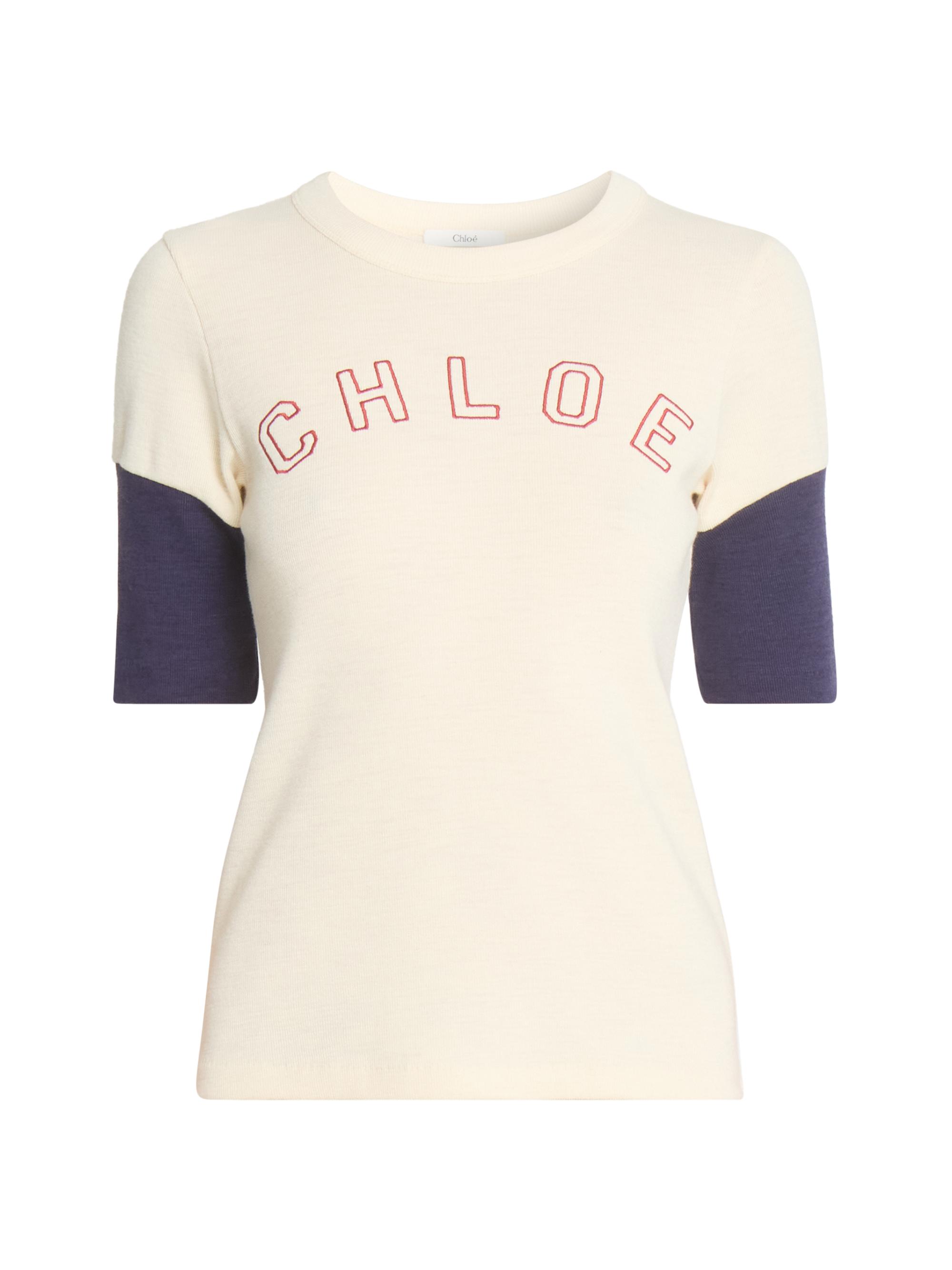 Chloé Women's Colorblocked Logo T-Shirt - Iconic Milk