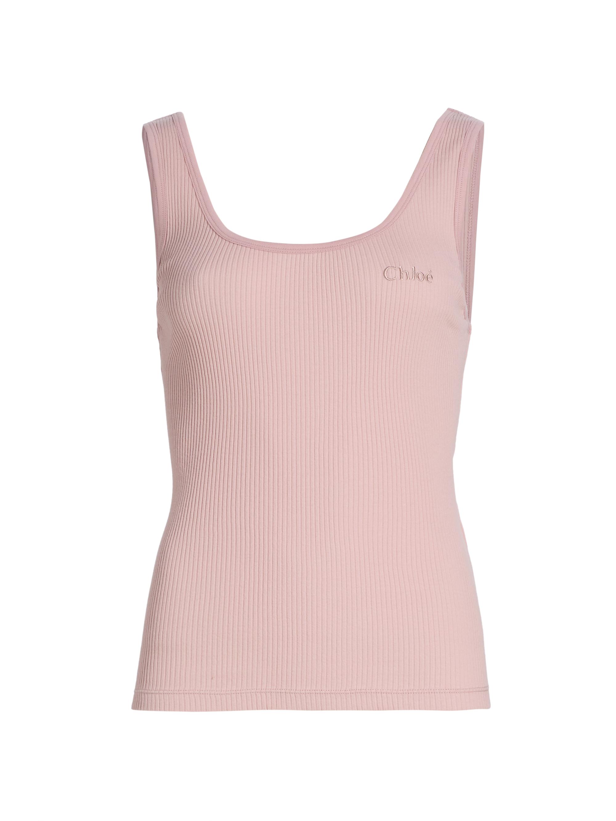Chloé Women's Rib-Knit Cotton Tank - Smoky Rose