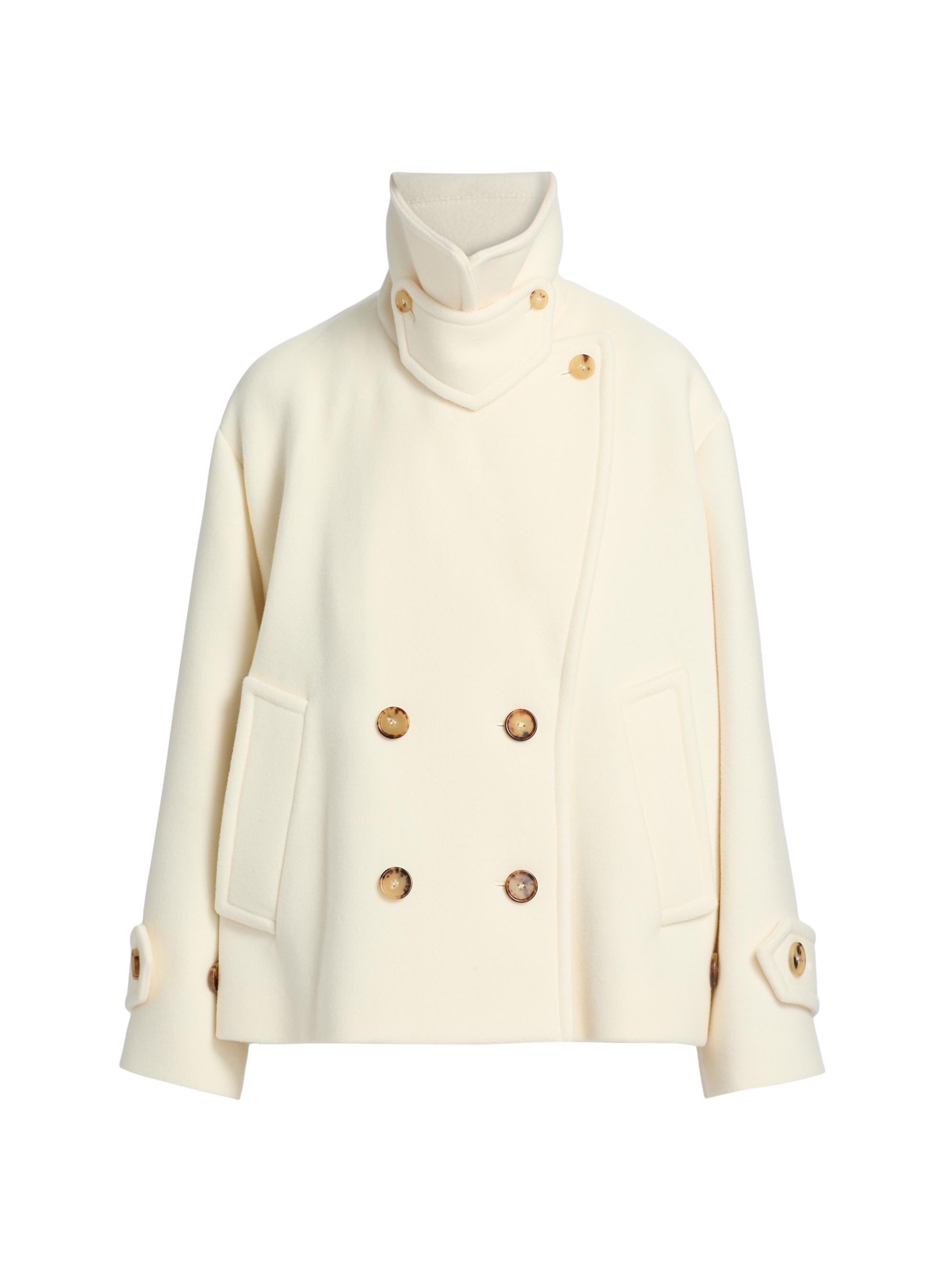 Chloé Women's Wool Double-Breasted Coat - Eden White