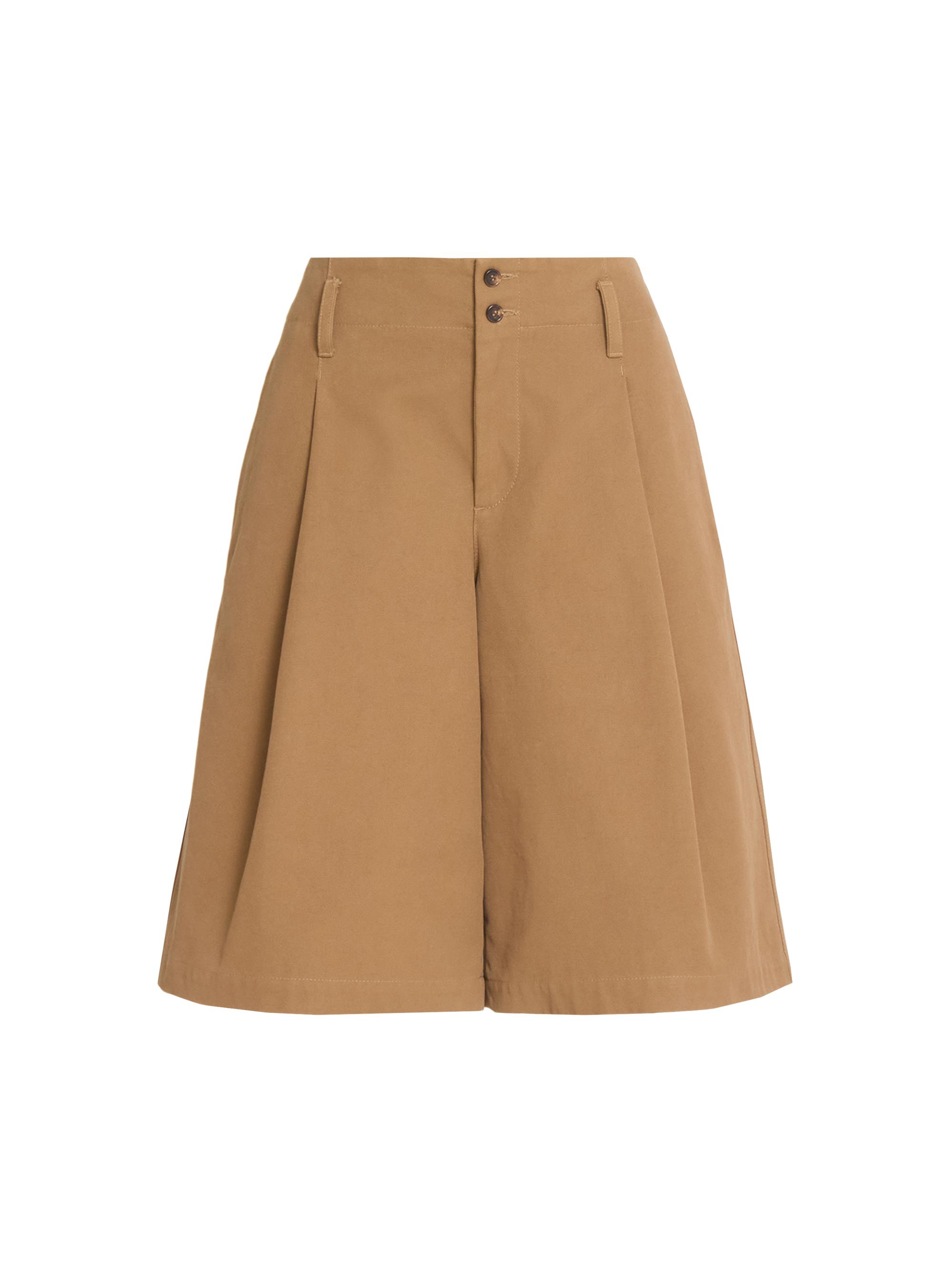 Chloé Women's Pleated Cotton Shorts - Mustard Brown