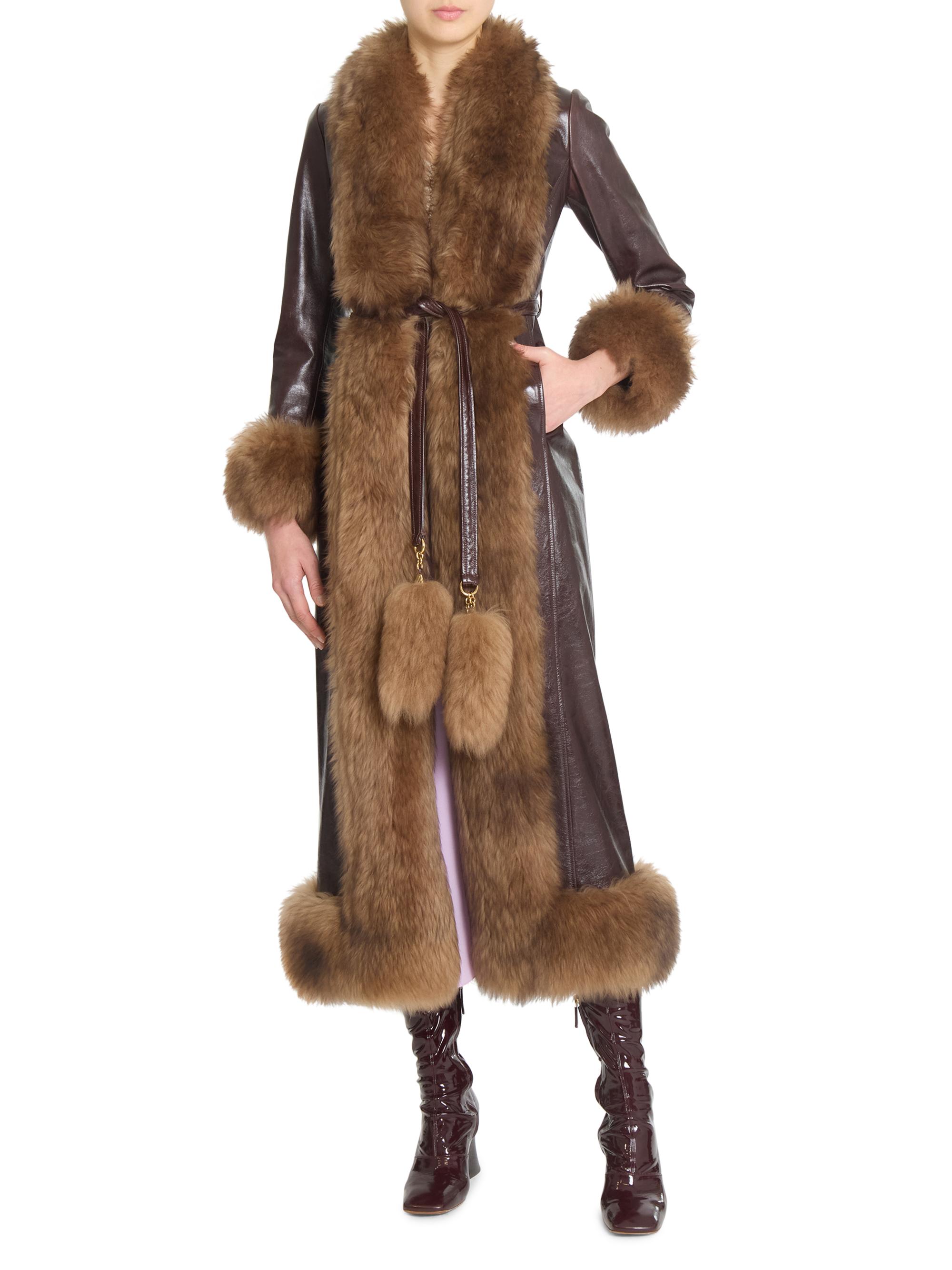 Chloé Leather Shearling-Trimmed Coat | Saks Fifth Avenue
