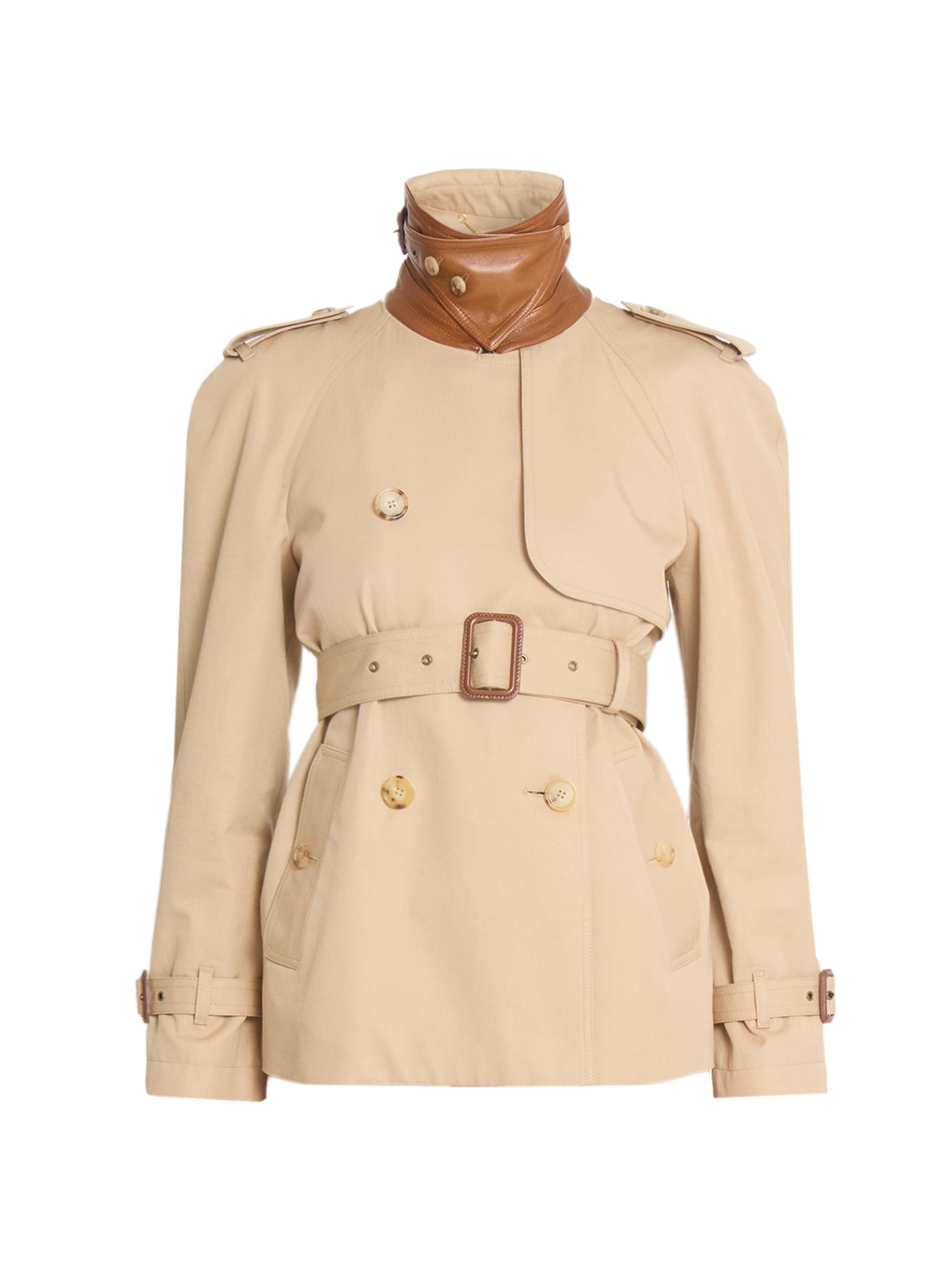 Chloé Women's Canvas Leather-Accented Trench Jacket - Worn Brown