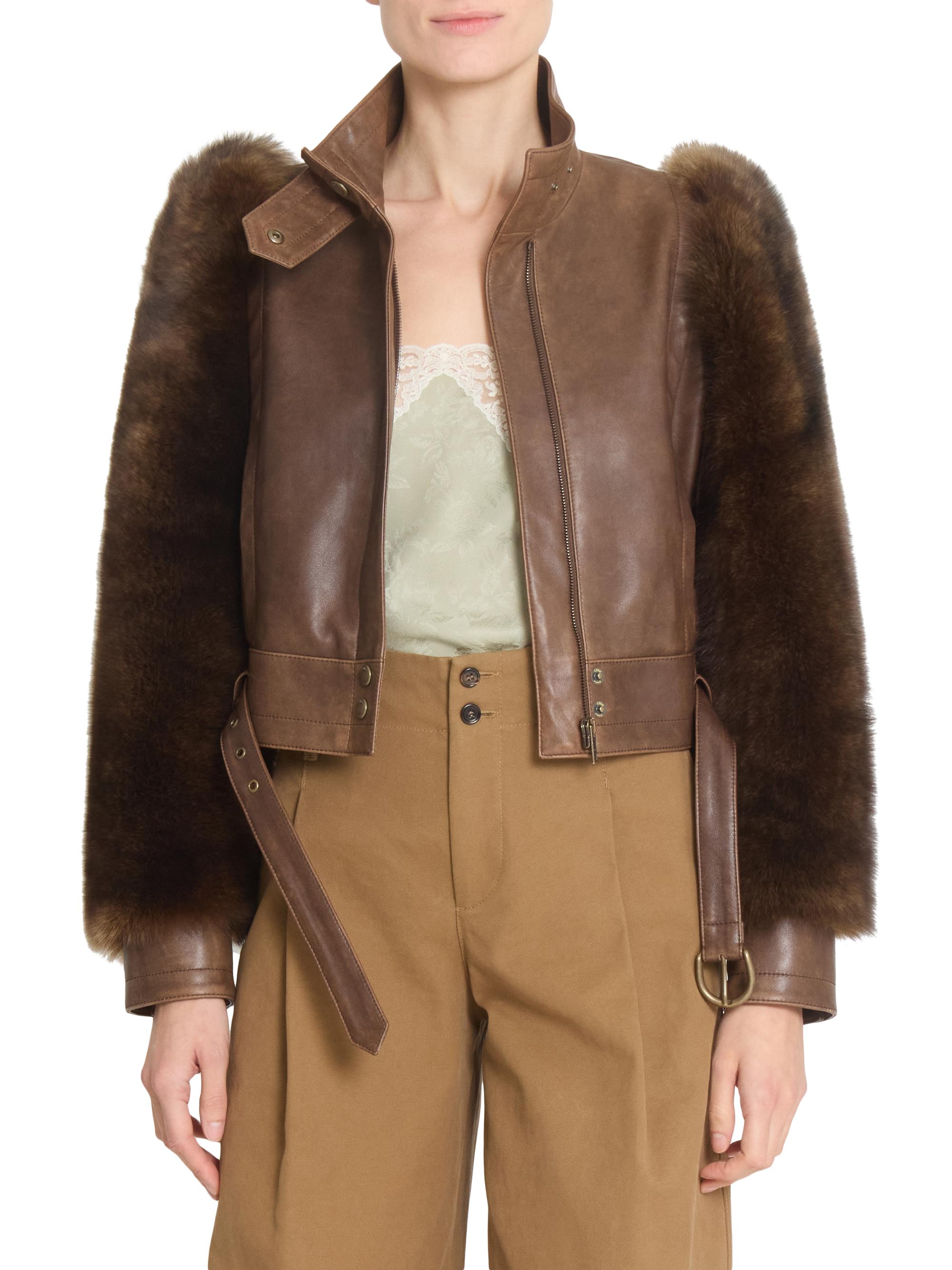 Chloé Leather & Shearling Sleeve Jacket | Saks Fifth Avenue