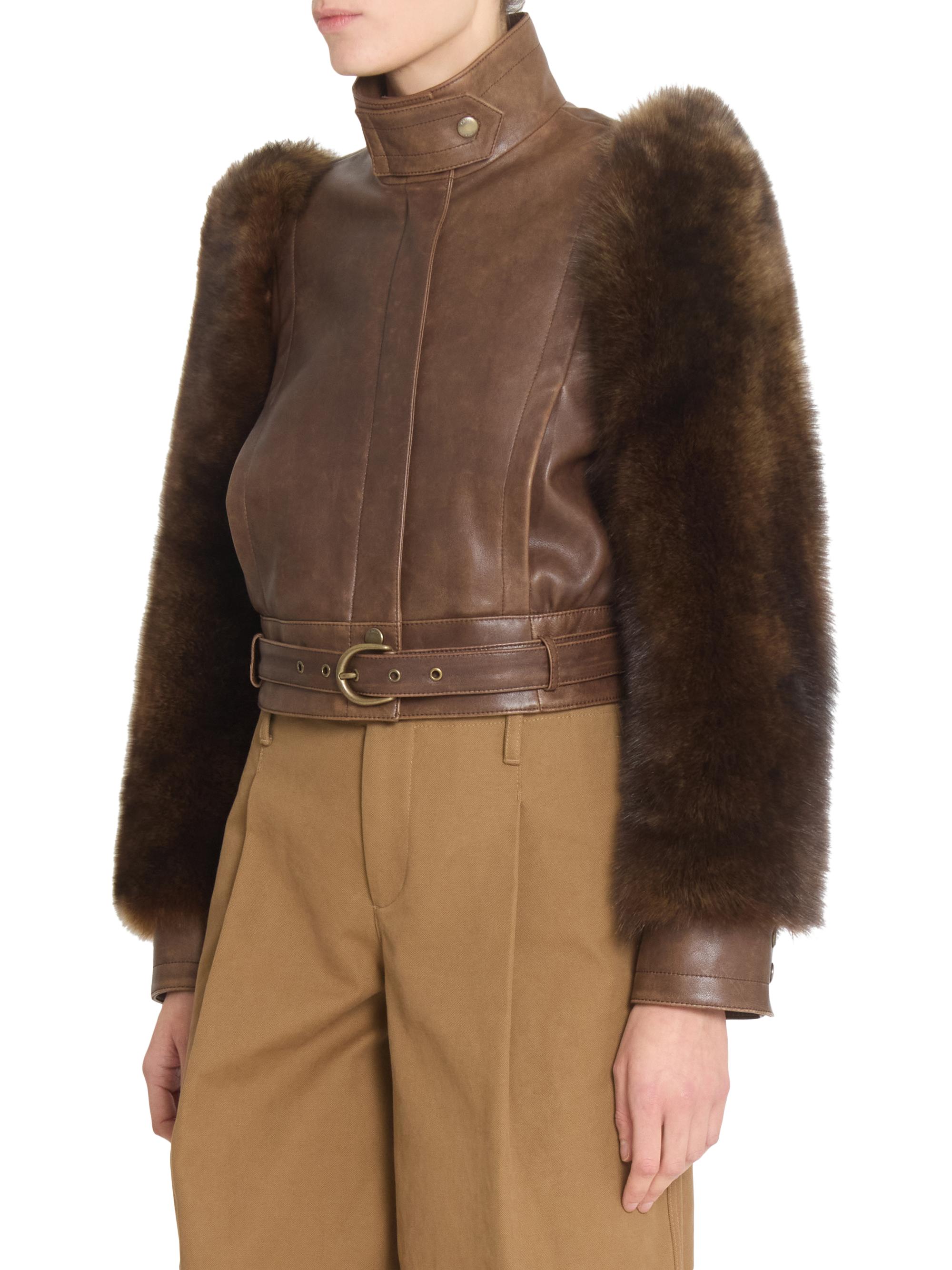 Chloé Leather & Shearling Sleeve Jacket | Saks Fifth Avenue