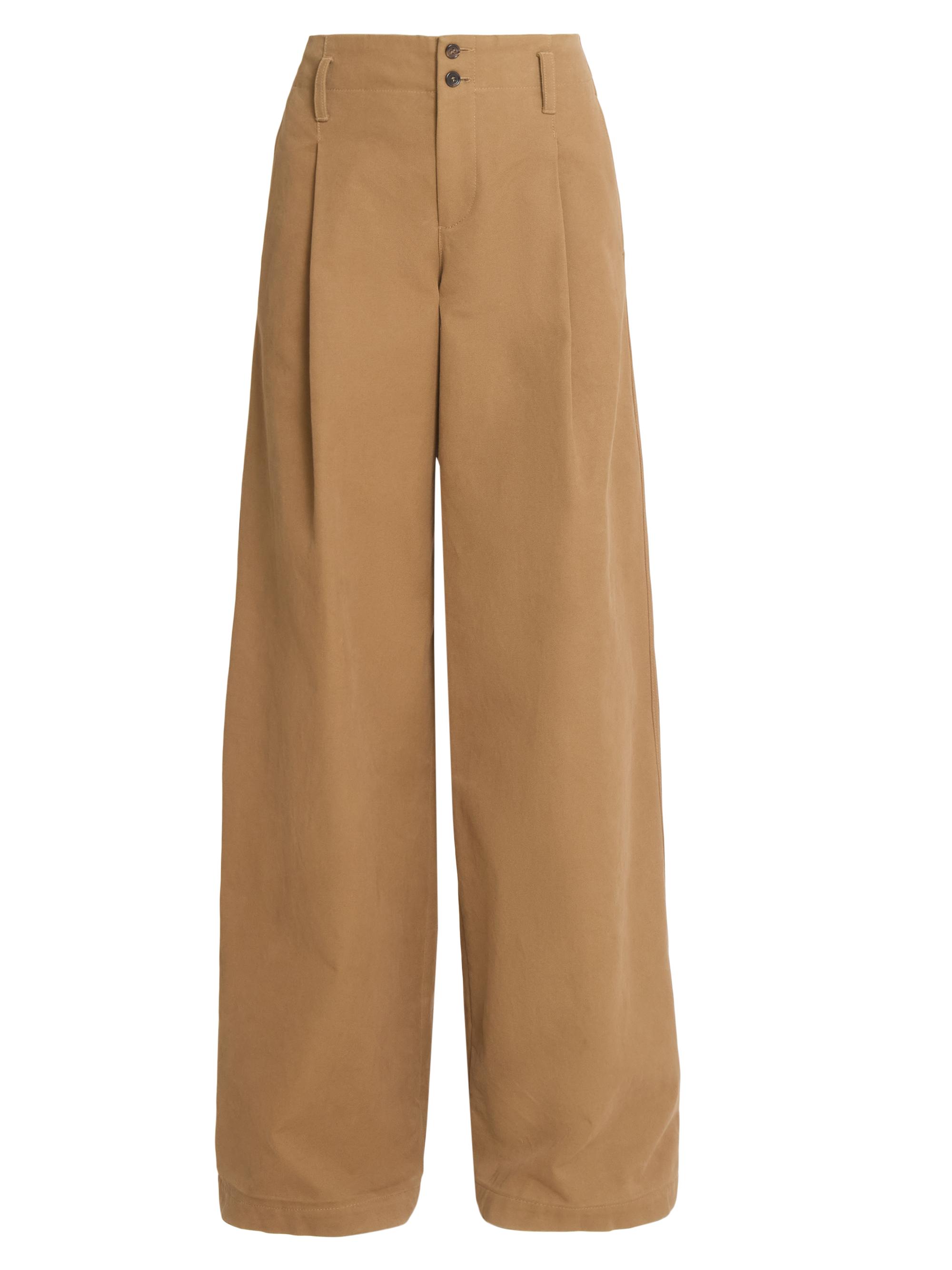 Chloé Women's Cotton Wide-Leg Trousers - Mustard Brown
