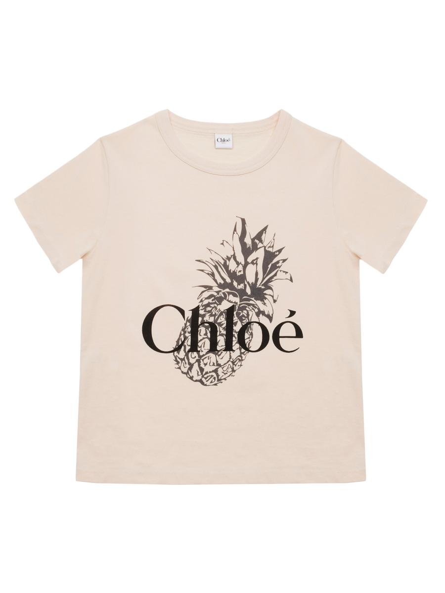 【関税&送料込】Chloe Pink Cotton T-Shirt With Logo Logo cotton jersey T-shirt in pink - Chloe | Mytheresa