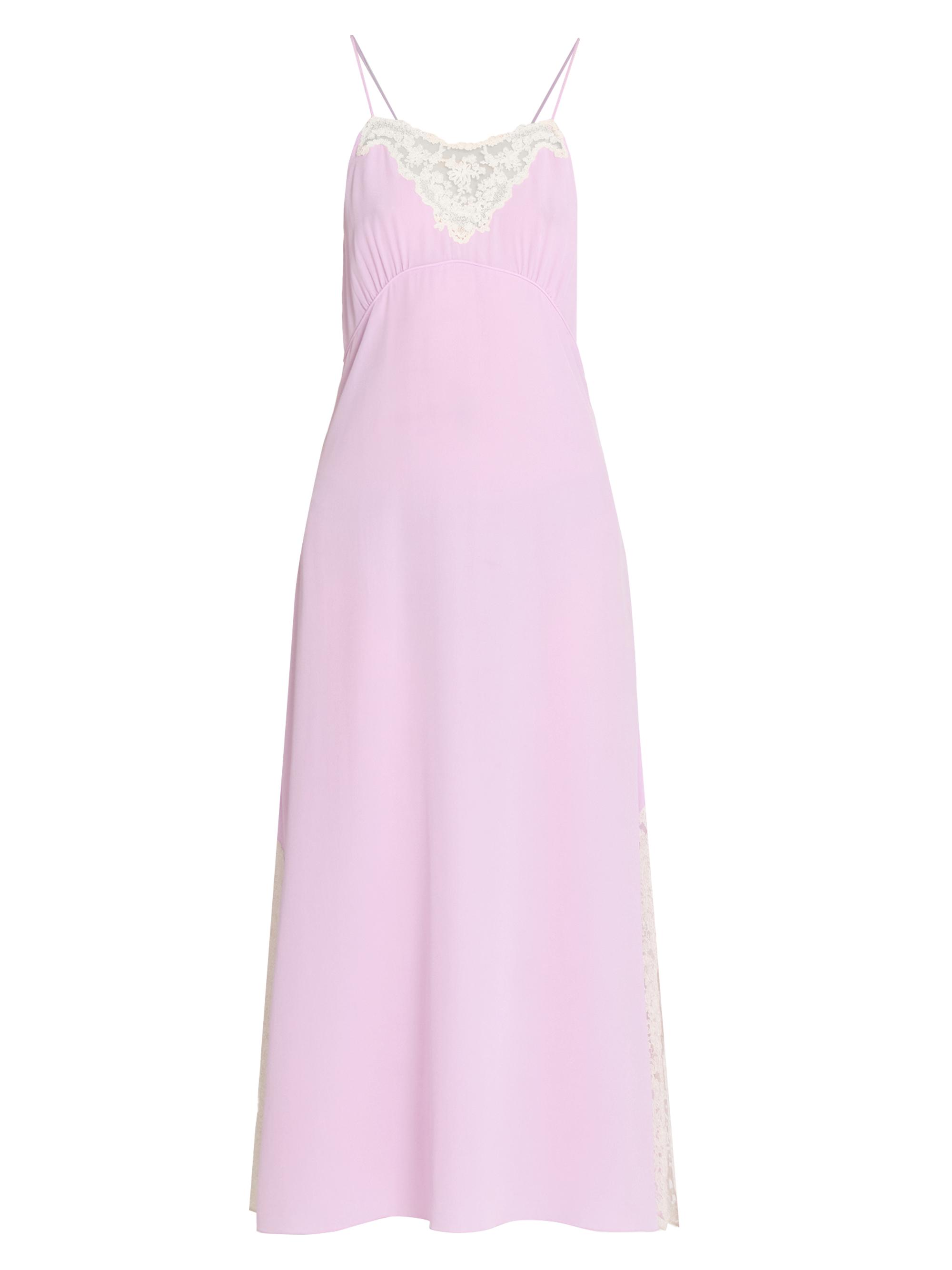 Chloé Women's Silk Lace-Accented Midi-Dress - Creamy Lilac