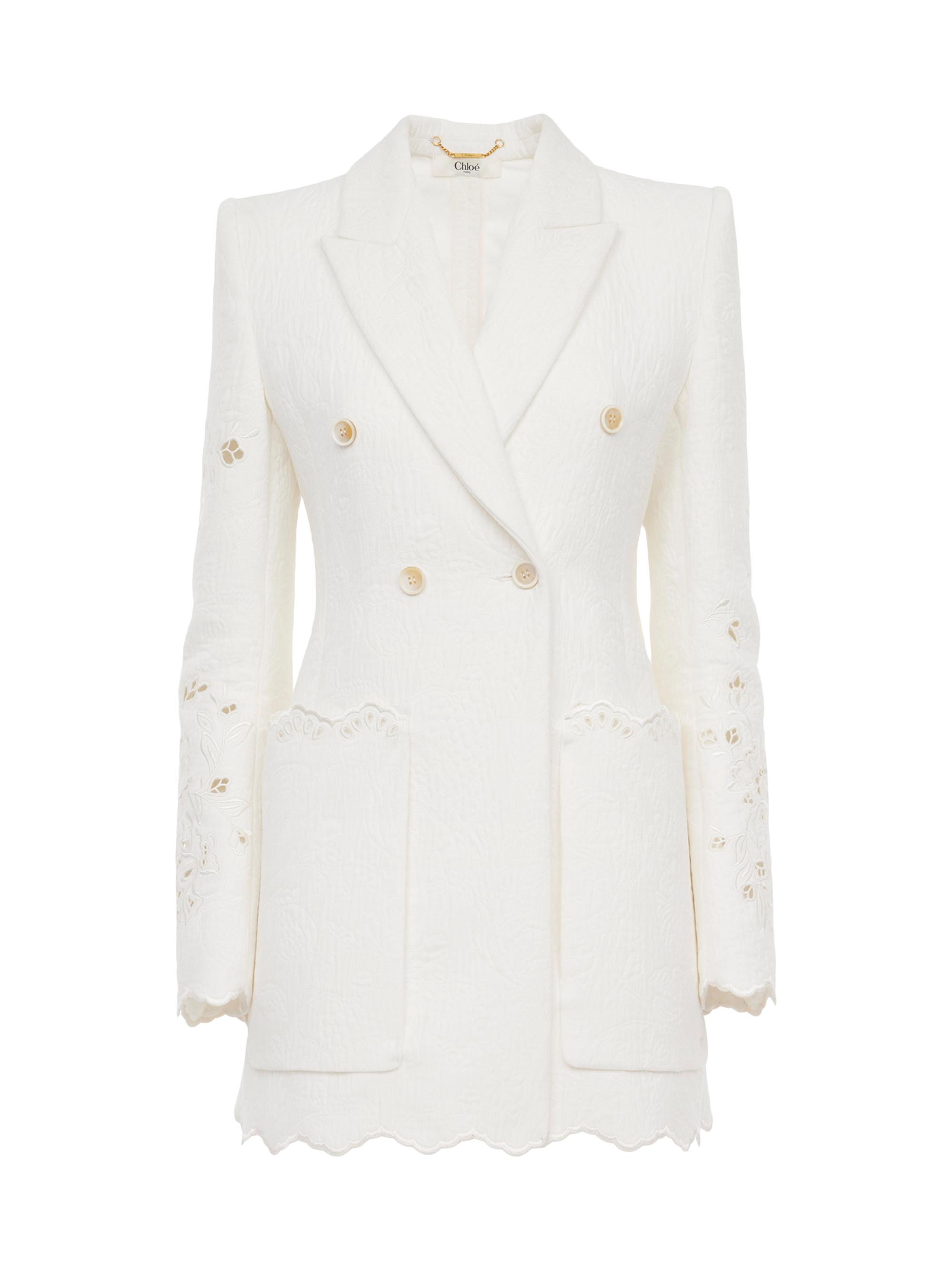 Chloé Women's Guipure Lace Double-Breasted Blazer - Iconic Milk