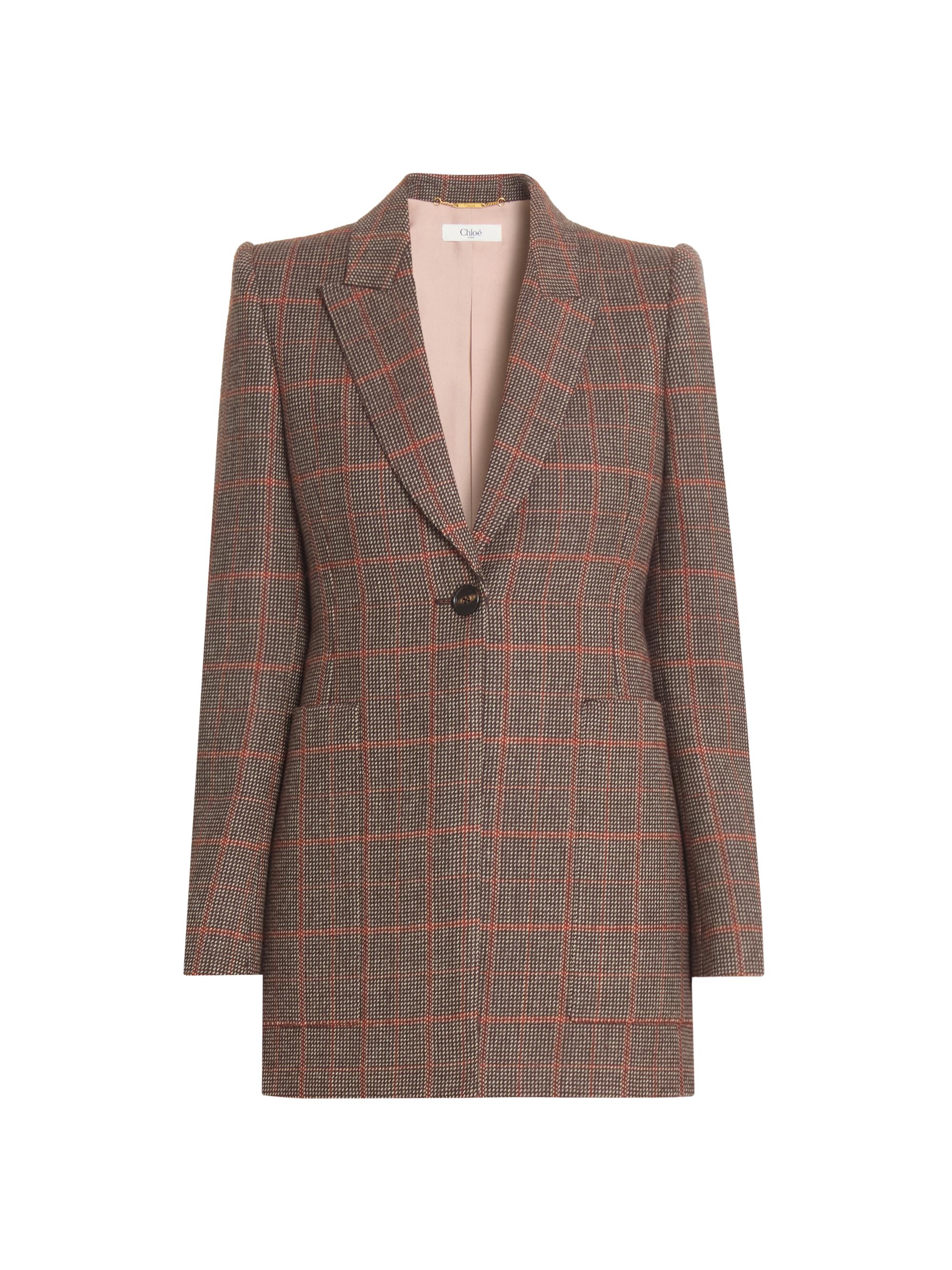 Chloé Houndstooth Wool-Blend Single-Breasted Blazer | Saks Fifth