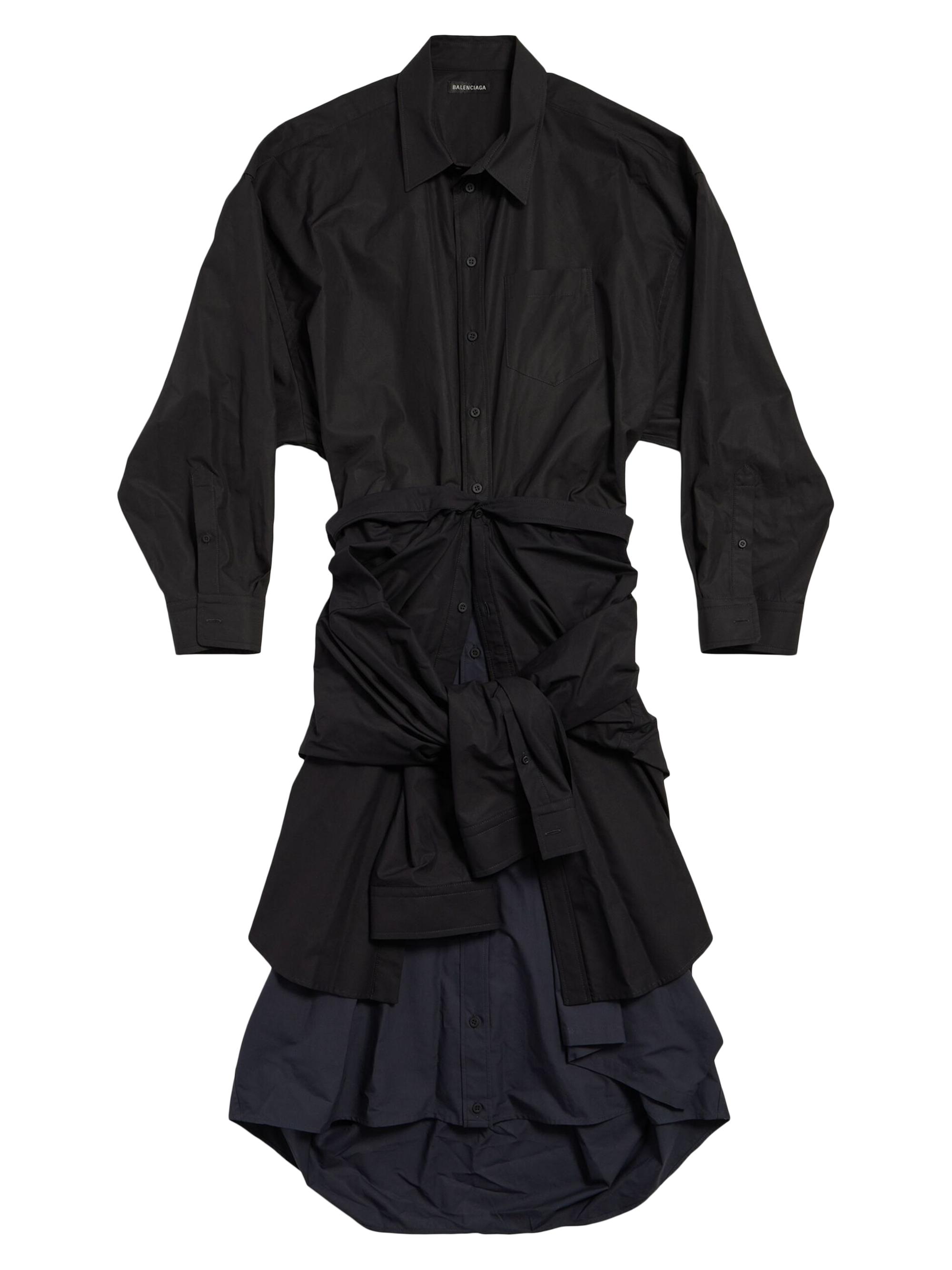Balenciaga Women's Maxi Patched Shirt Dress - Black